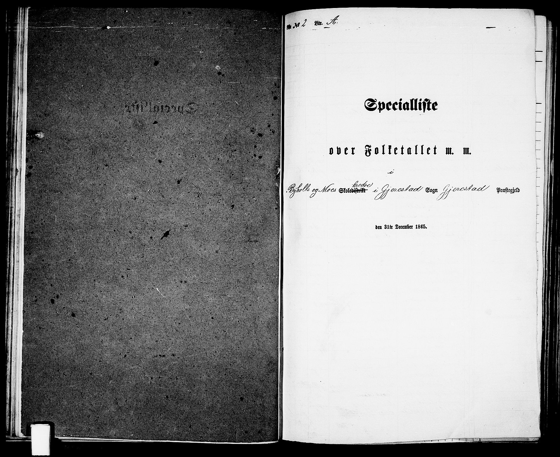 RA, 1865 census for Gjerstad, 1865, p. 32