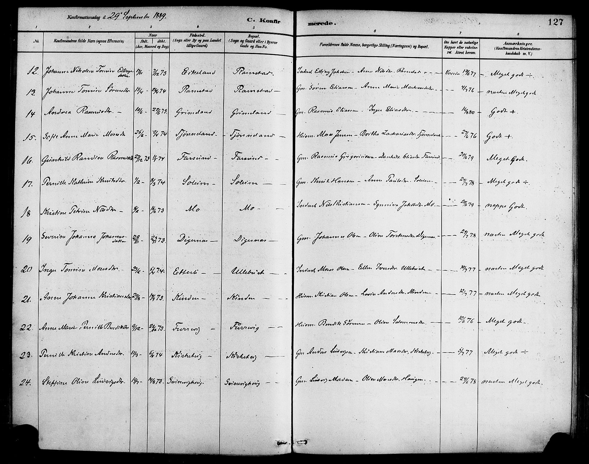 Førde sokneprestembete, SAB/A-79901/H/Haa/Haab/L0001: Parish register (official) no. B 1, 1880-1898, p. 127