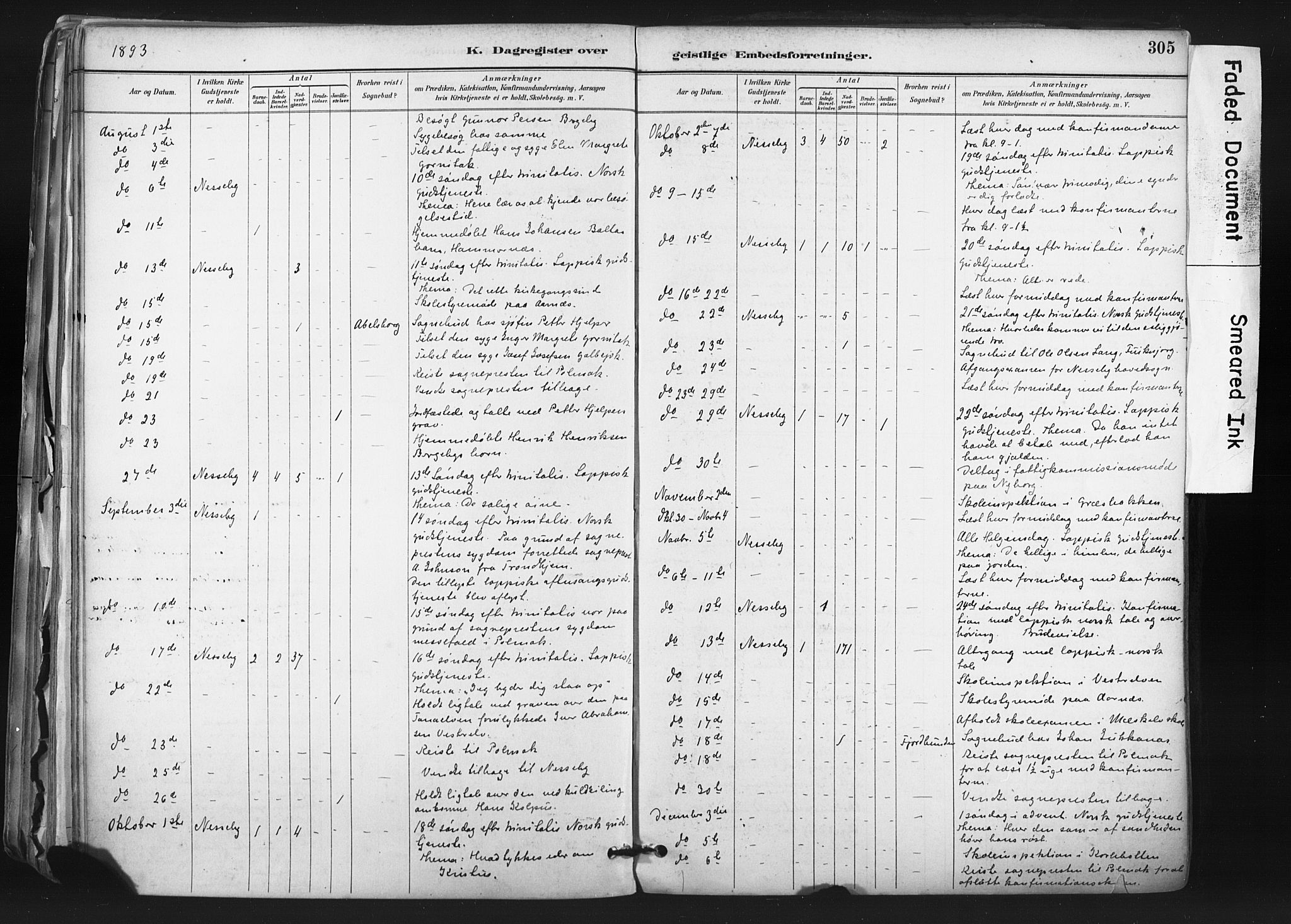 Nesseby sokneprestkontor, AV/SATØ-S-1330/H/Ha/L0006kirke: Parish register (official) no. 6, 1885-1985, p. 305