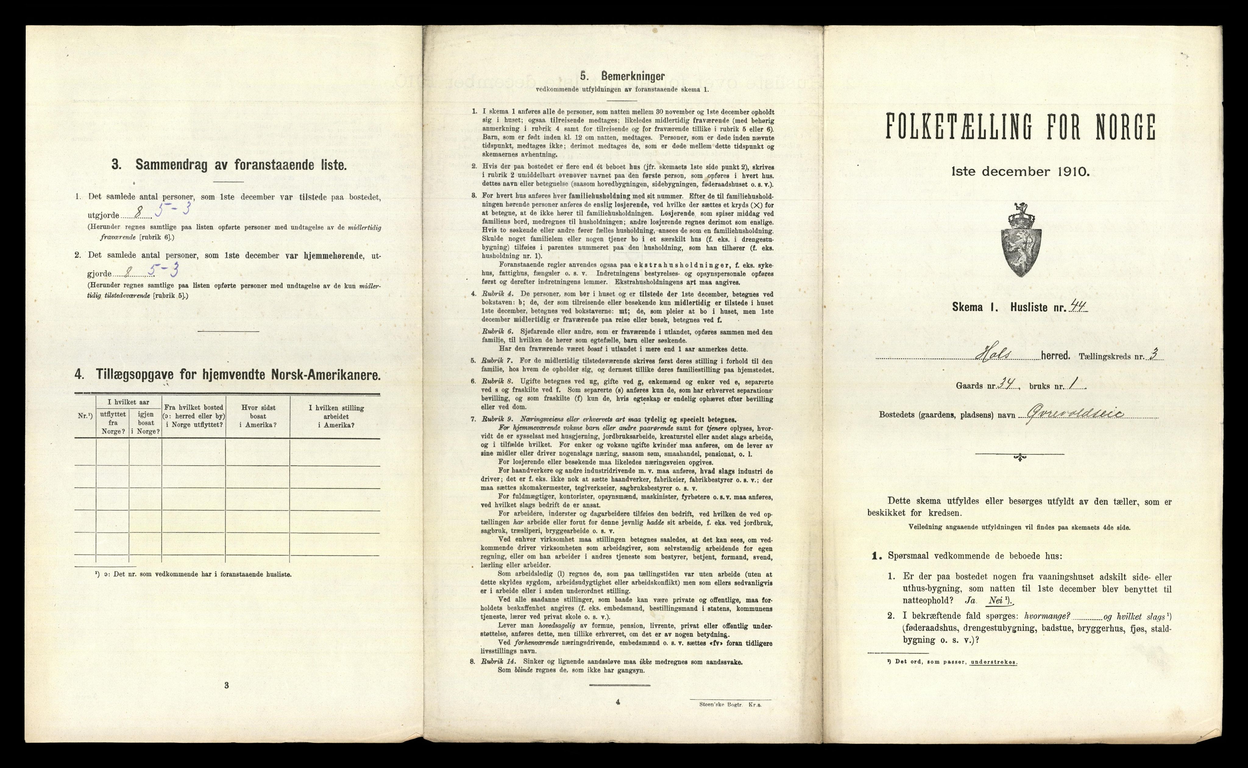 RA, 1910 census for Hol, 1910, p. 327