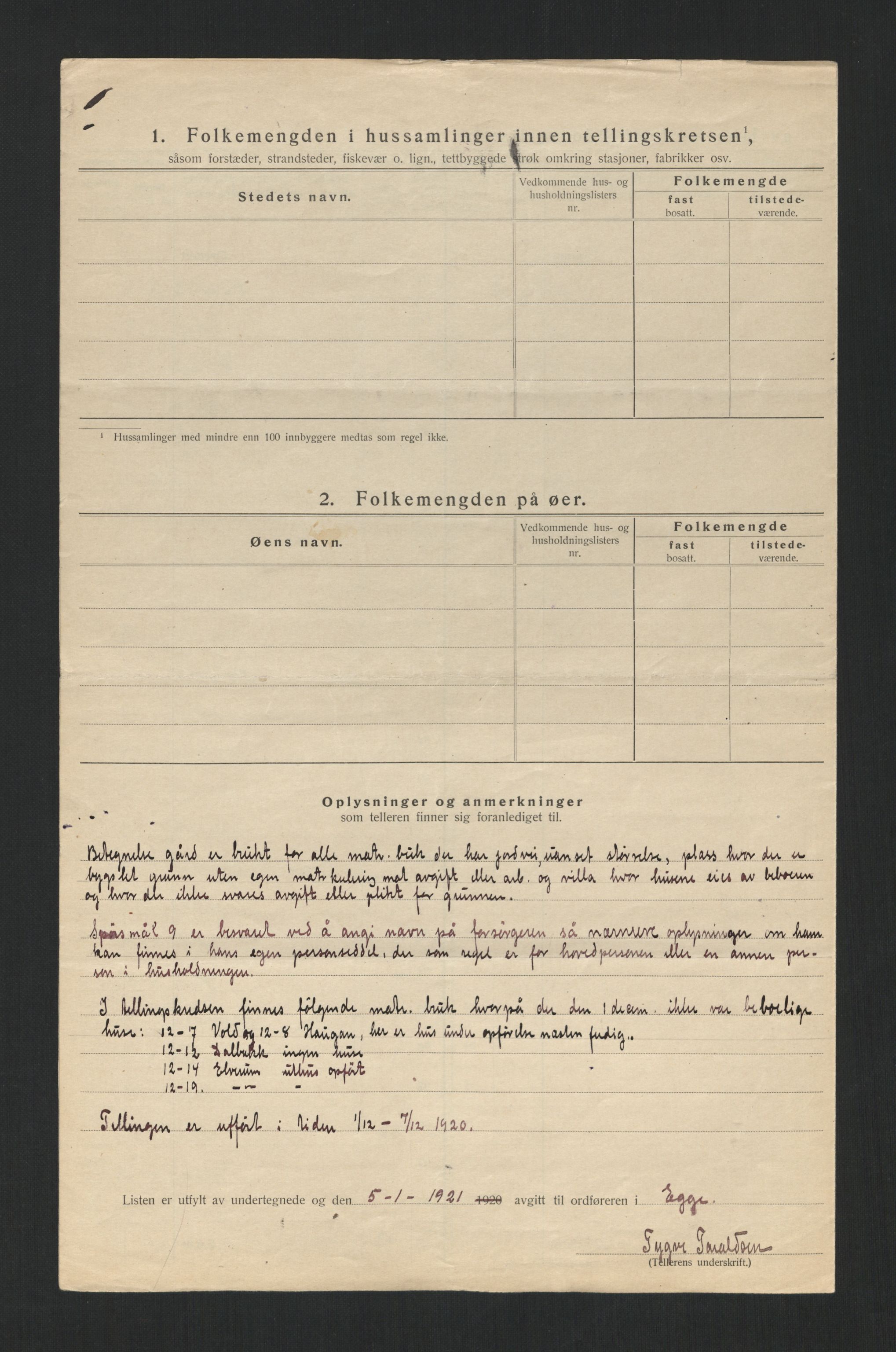 SAT, 1920 census for Egge, 1920, p. 28