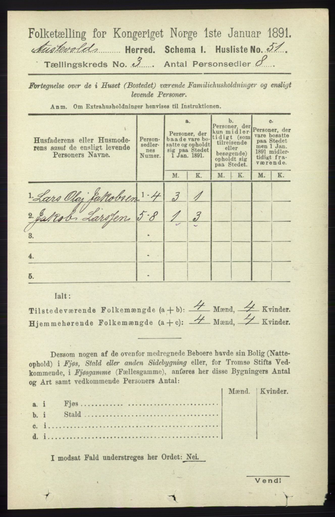 RA, 1891 census for 1244 Austevoll, 1891, p. 948