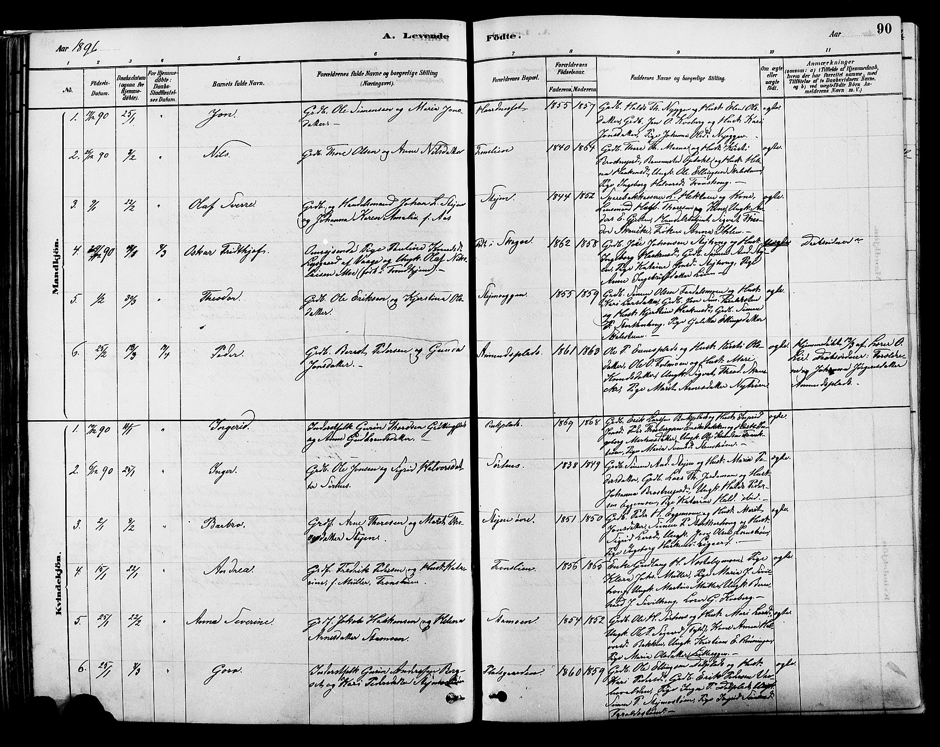 Alvdal prestekontor, SAH/PREST-060/H/Ha/Hab/L0003: Parish register (copy) no. 3, 1878-1907, p. 90