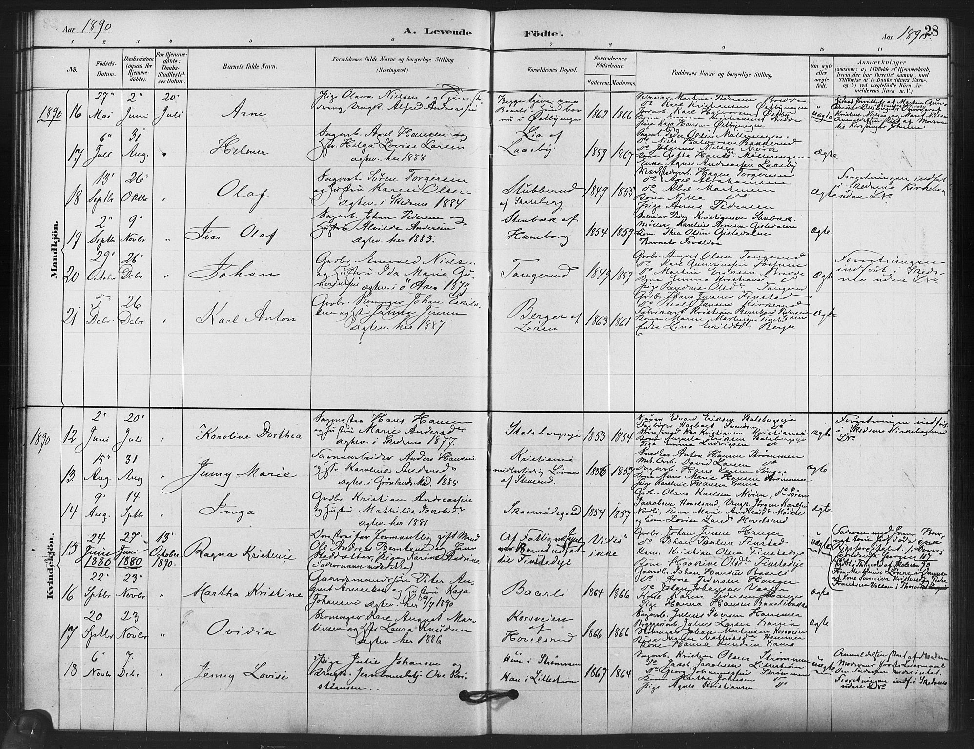 Skedsmo prestekontor Kirkebøker, SAO/A-10033a/F/Fb/L0001: Parish register (official) no. II 1, 1883-1901, p. 28