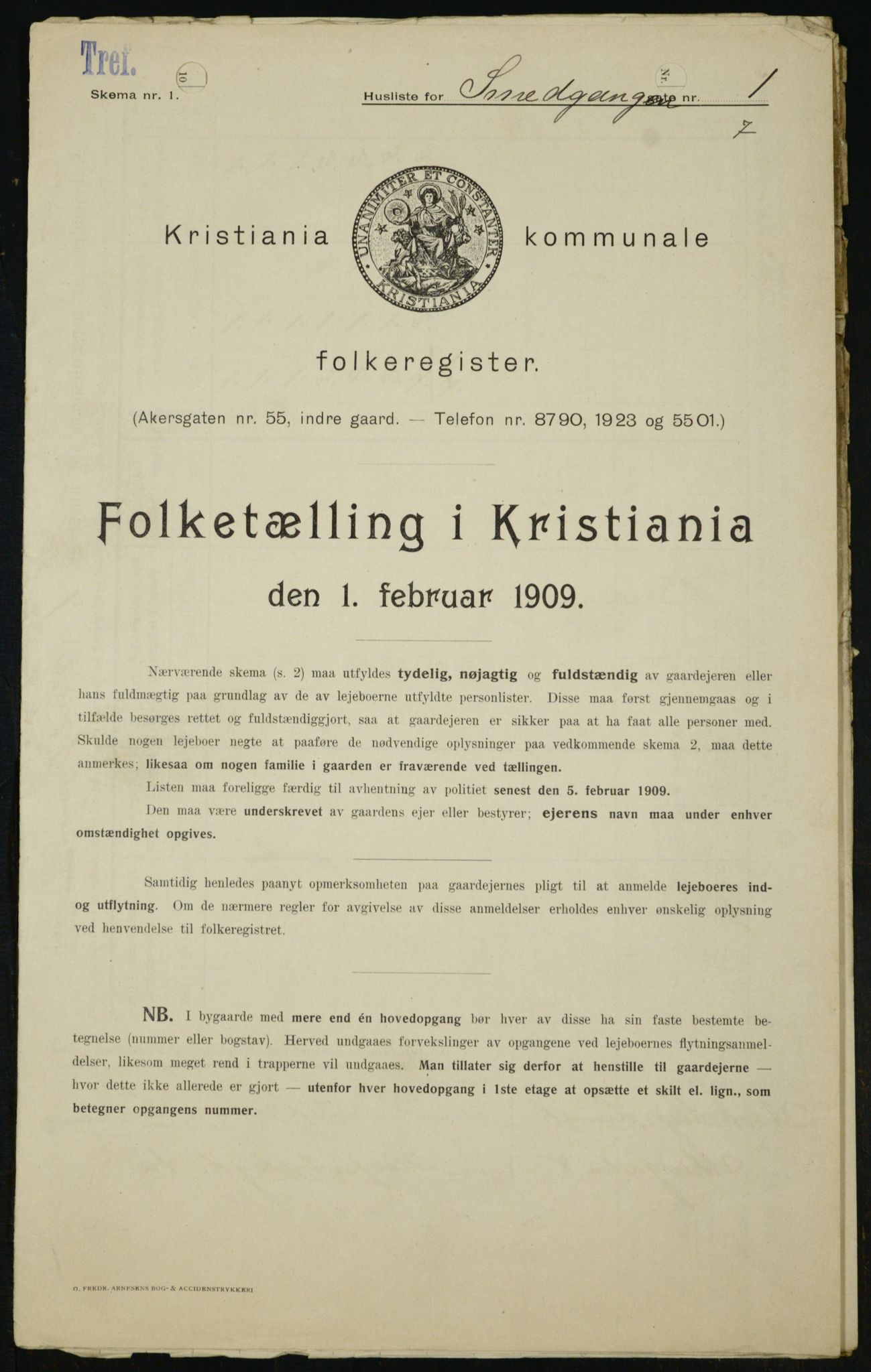 OBA, Municipal Census 1909 for Kristiania, 1909, p. 88047