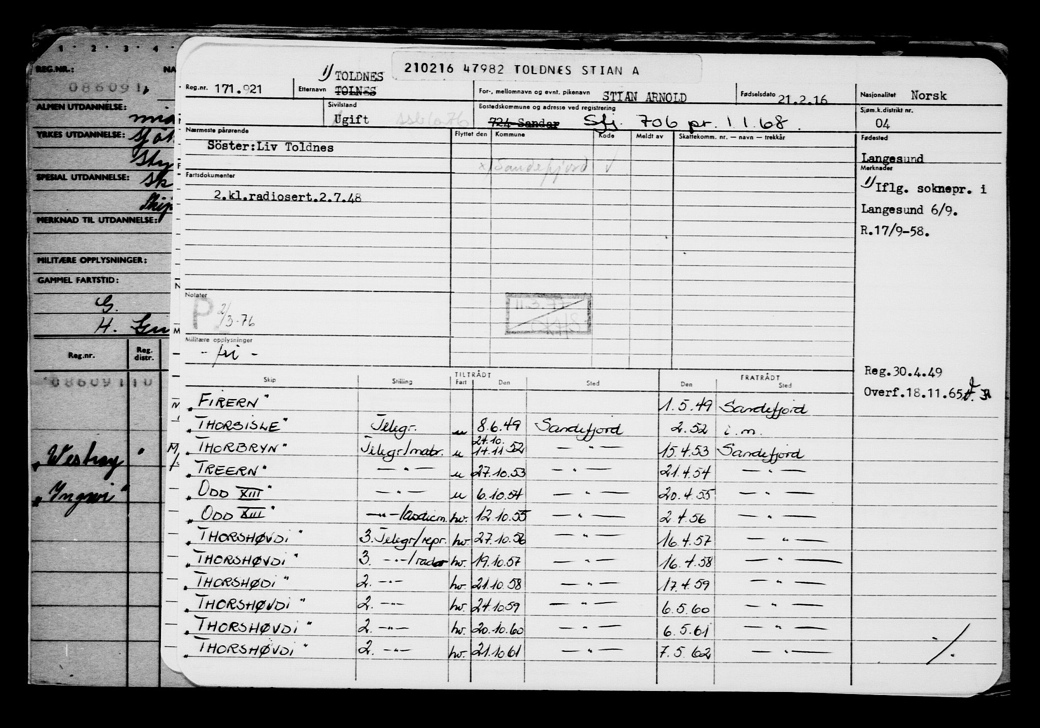 Direktoratet for sjømenn, AV/RA-S-3545/G/Gb/L0137: Hovedkort, 1916, p. 30