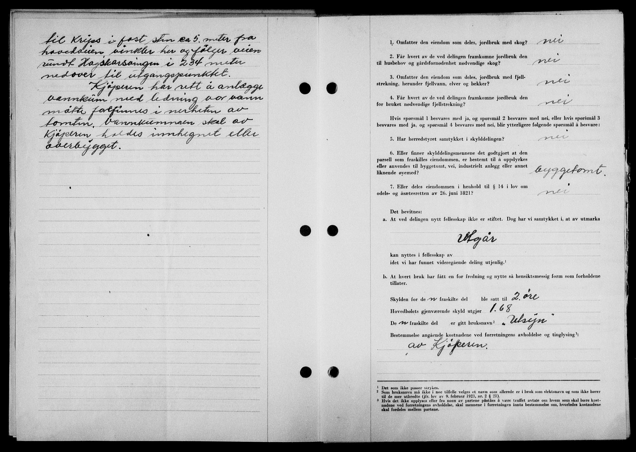 Lofoten sorenskriveri, SAT/A-0017/1/2/2C/L0016a: Mortgage book no. 16a, 1947-1947, Diary no: : 988/1947