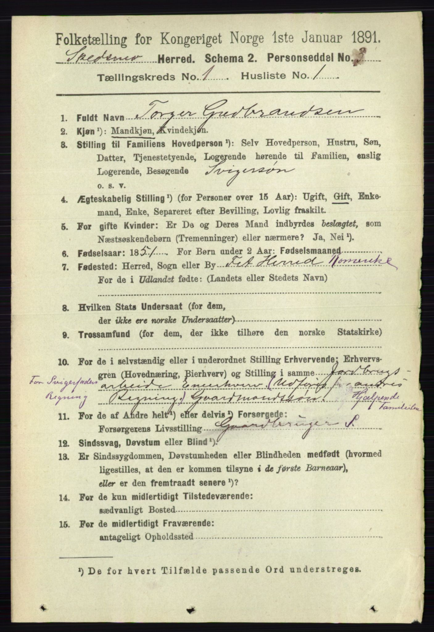 RA, 1891 census for 0231 Skedsmo, 1891, p. 97