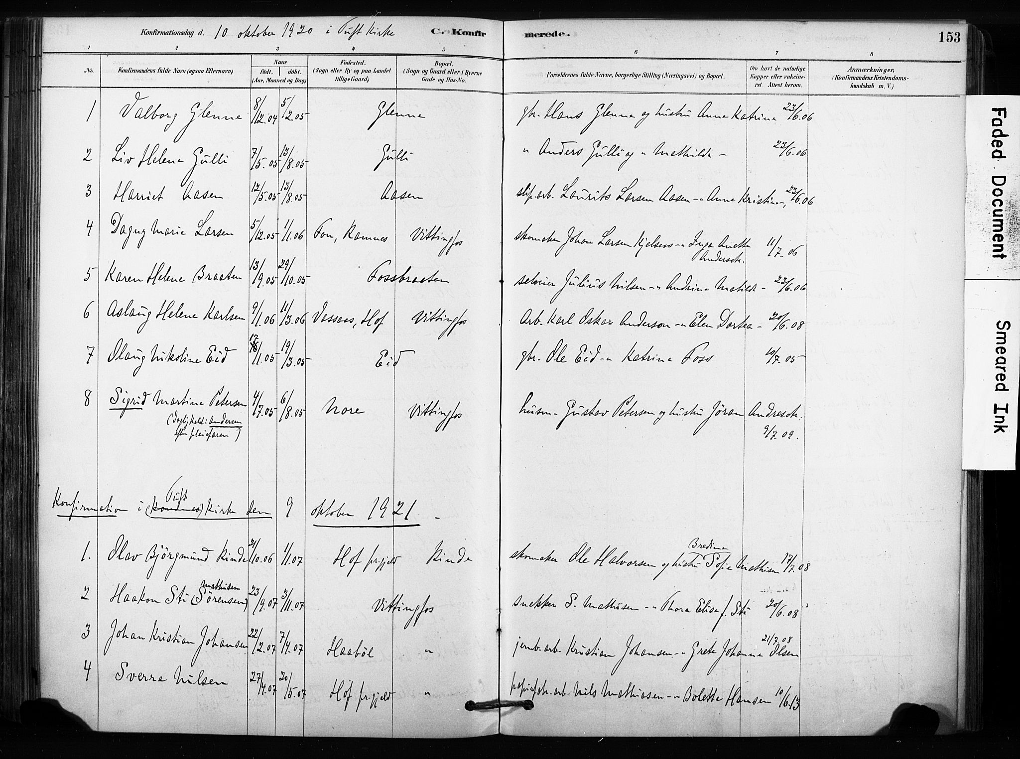 Sandsvær kirkebøker, SAKO/A-244/F/Fc/L0001: Parish register (official) no. III 1, 1878-1923, p. 153
