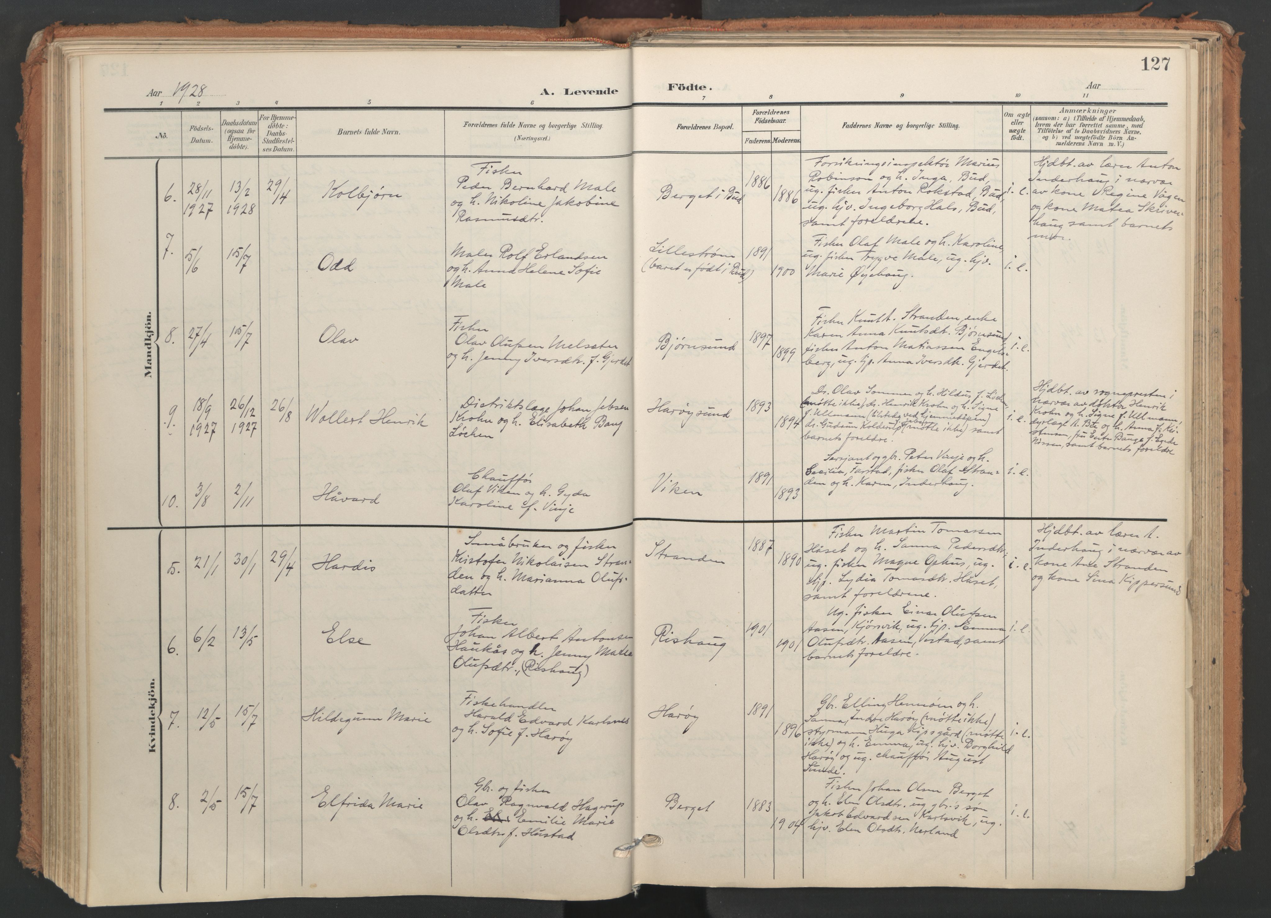 Ministerialprotokoller, klokkerbøker og fødselsregistre - Møre og Romsdal, AV/SAT-A-1454/566/L0771: Parish register (official) no. 566A10, 1904-1929, p. 127