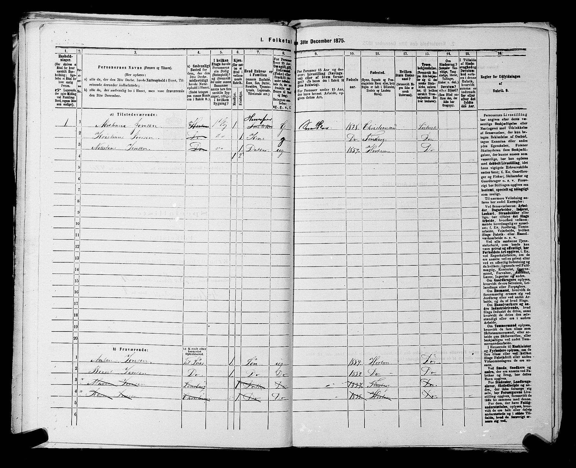 SAKO, 1875 census for 0703P Horten, 1875, p. 943