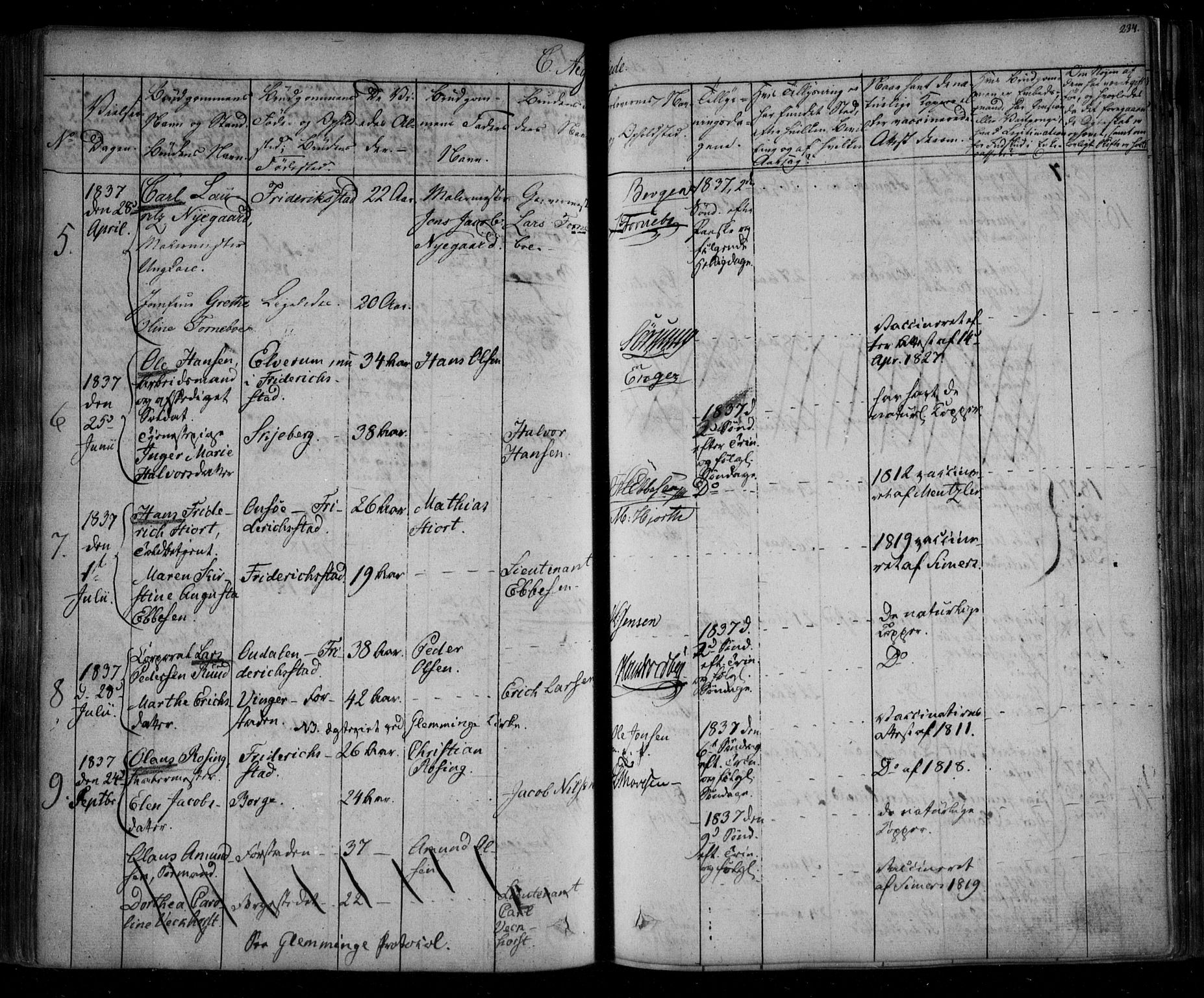 Fredrikstad prestekontor Kirkebøker, SAO/A-11082/F/Fa/L0005: Parish register (official) no. 5, 1835-1856, p. 234