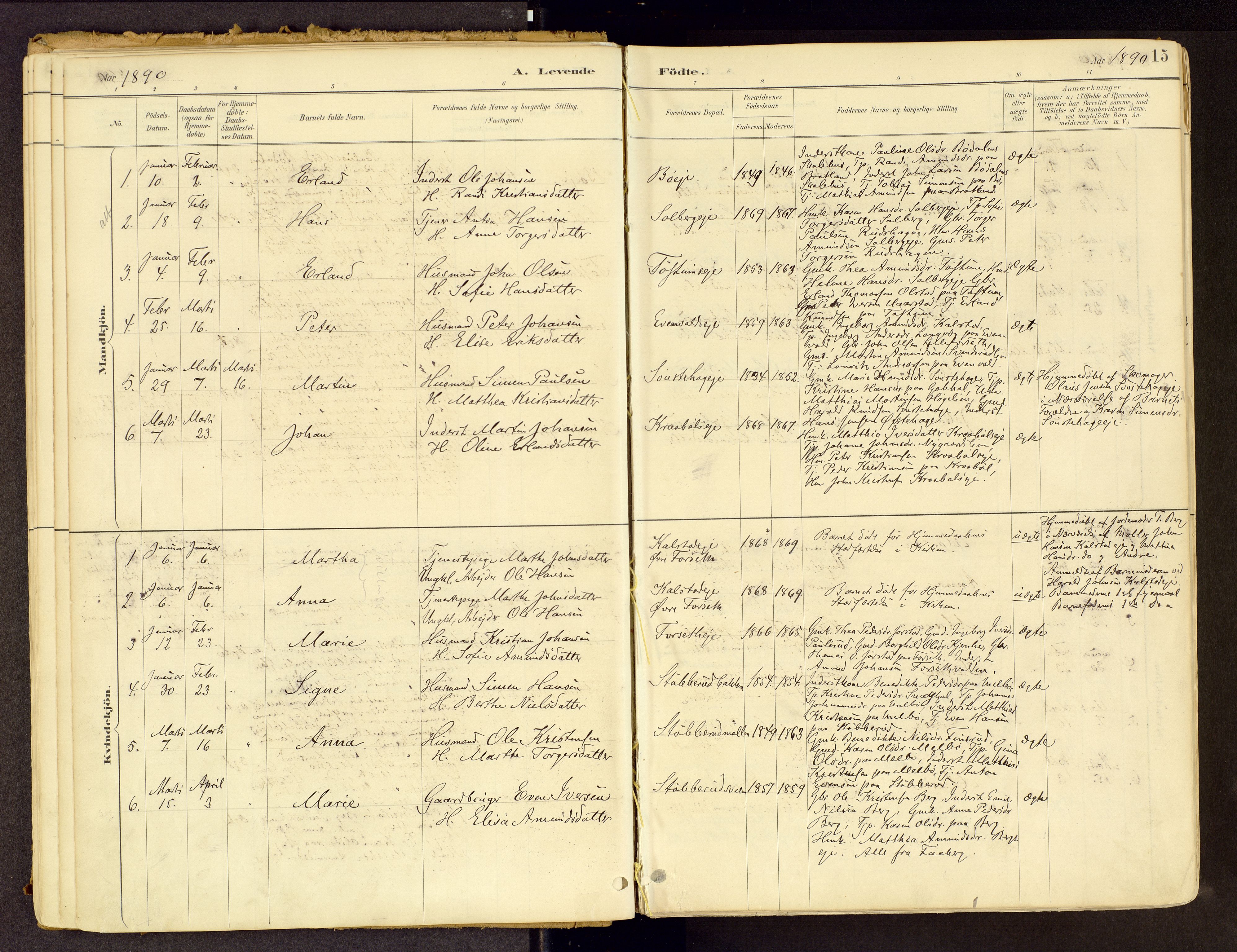 Vestre Gausdal prestekontor, SAH/PREST-094/H/Ha/Haa/L0001: Parish register (official) no. 1, 1887-1914, p. 15