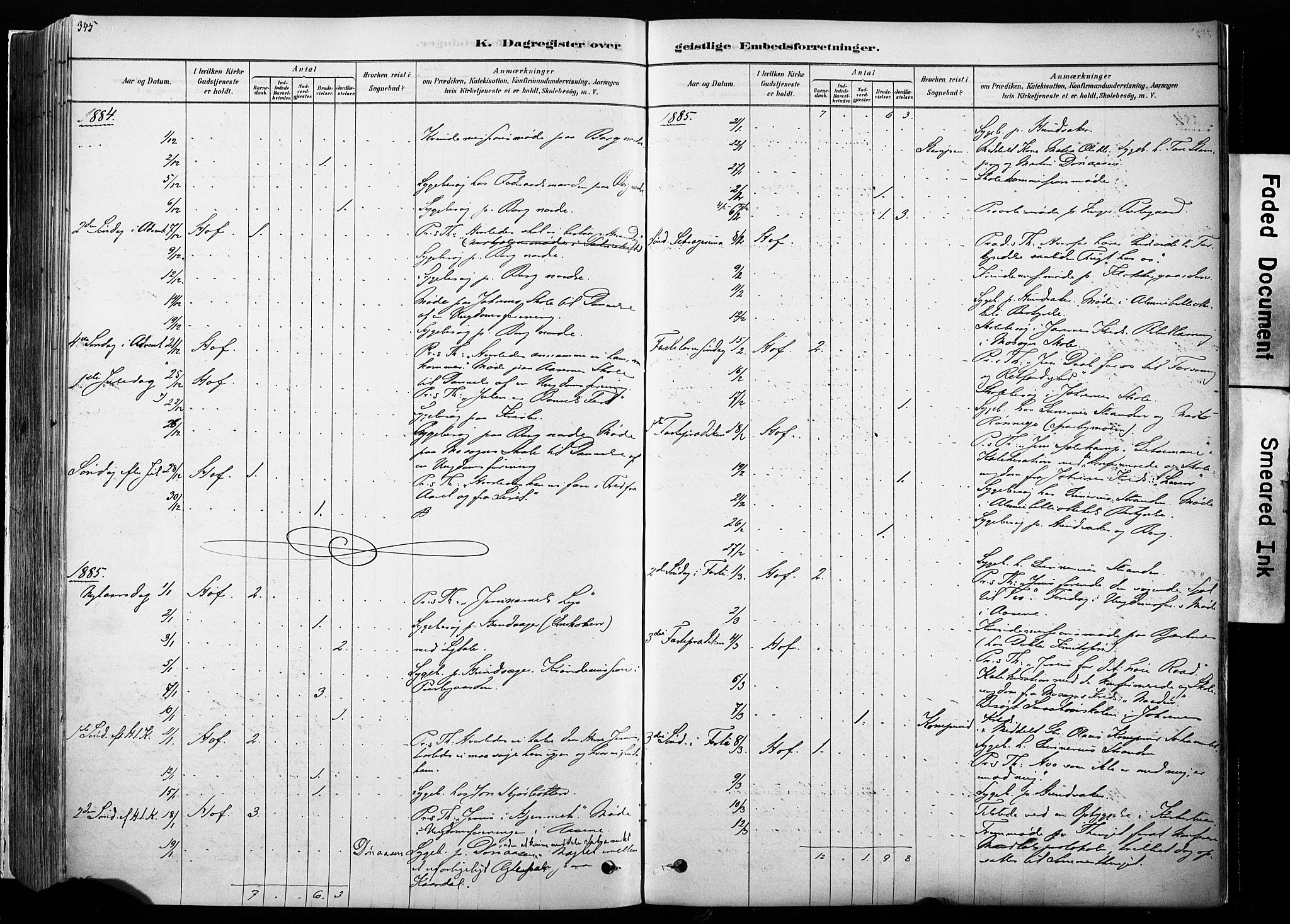 Hof prestekontor, AV/SAH-PREST-038/H/Ha/Haa/L0010: Parish register (official) no. 10, 1878-1909, p. 345