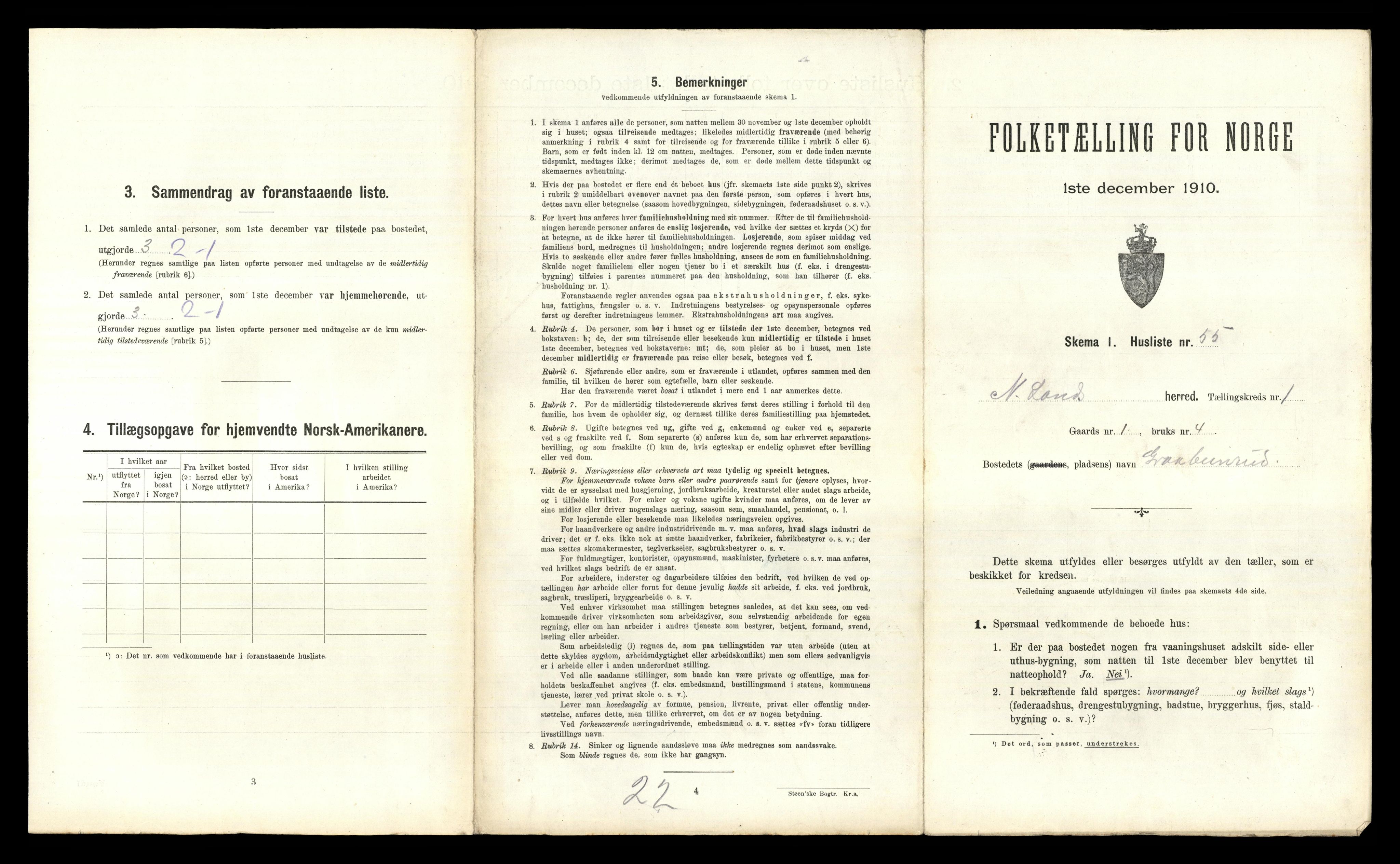 RA, 1910 census for Nordre Land, 1910, p. 167