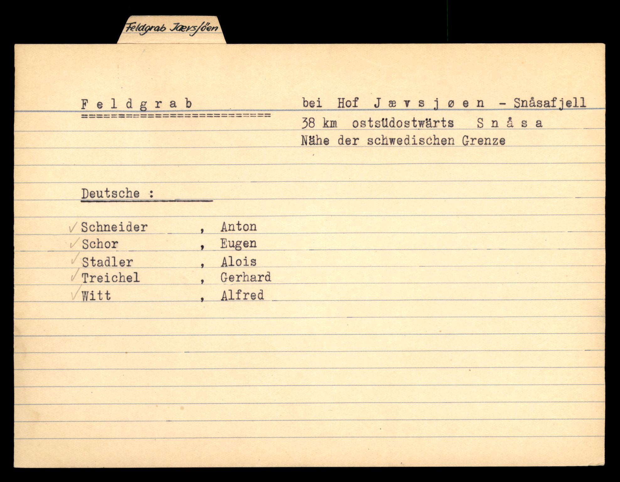 Distriktskontoret for krigsgraver, SAT/A-5030/E/L0005: Kasett/kartotek over falne Britiske og tyske solater, samt andre nasjoners krigsgraver, 1945, p. 1845