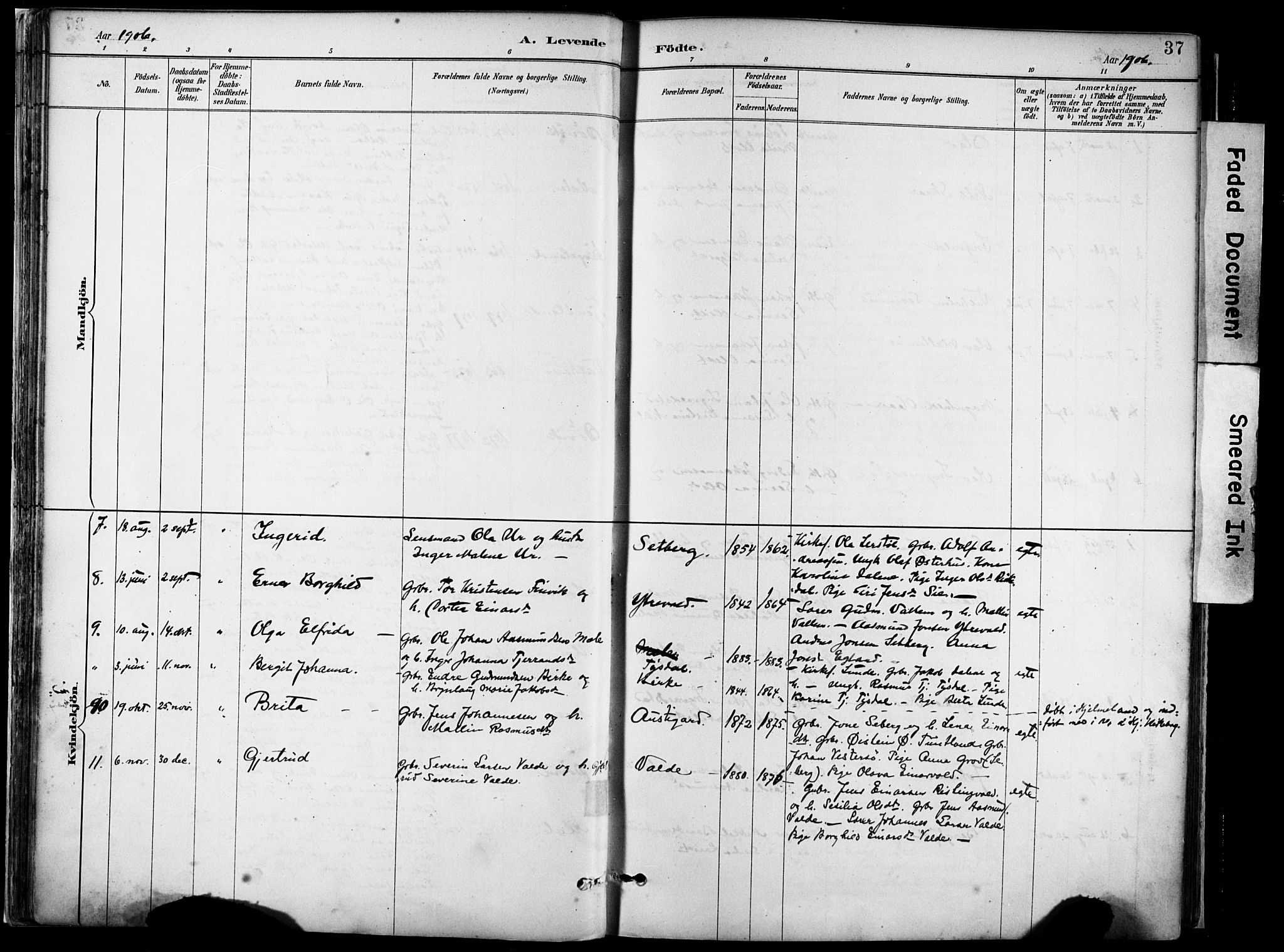 Hjelmeland sokneprestkontor, AV/SAST-A-101843/02/A/L0001: Parish register (official) no. A 16, 1887-1926, p. 37