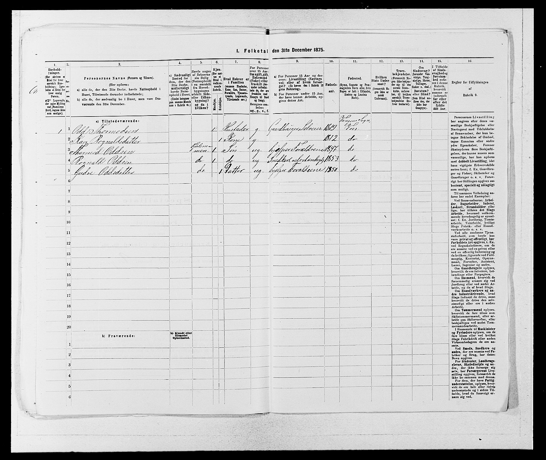 SAB, 1875 census for 1235P Voss, 1875, p. 1392