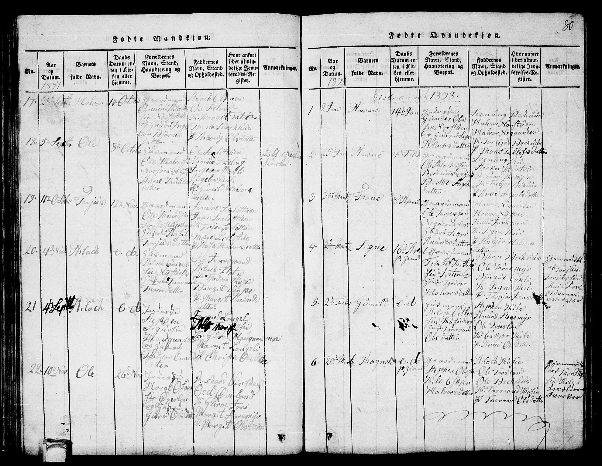 Vinje kirkebøker, SAKO/A-312/G/Ga/L0001: Parish register (copy) no. I 1, 1814-1843, p. 80