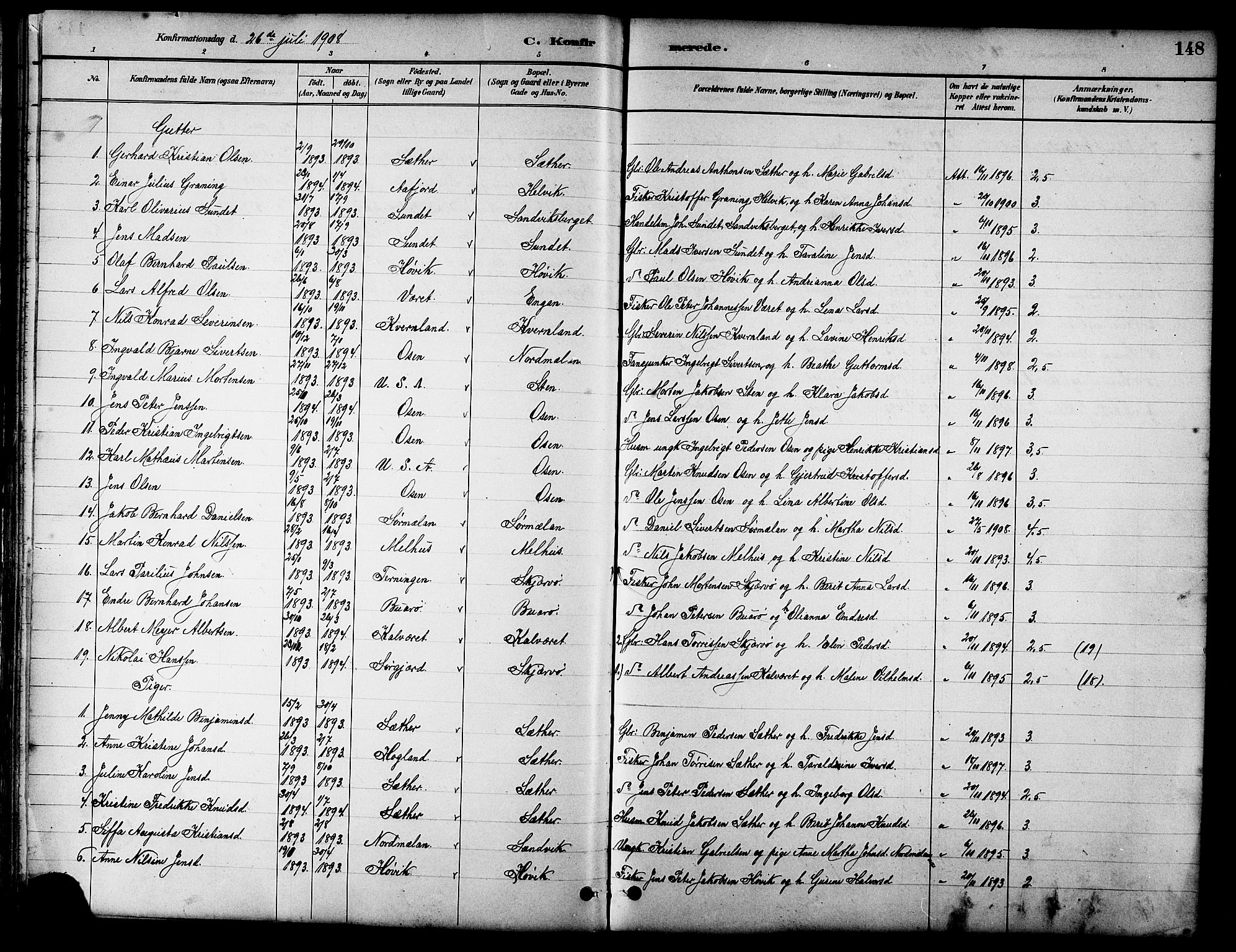 Ministerialprotokoller, klokkerbøker og fødselsregistre - Sør-Trøndelag, SAT/A-1456/658/L0726: Parish register (copy) no. 658C02, 1883-1908, p. 148