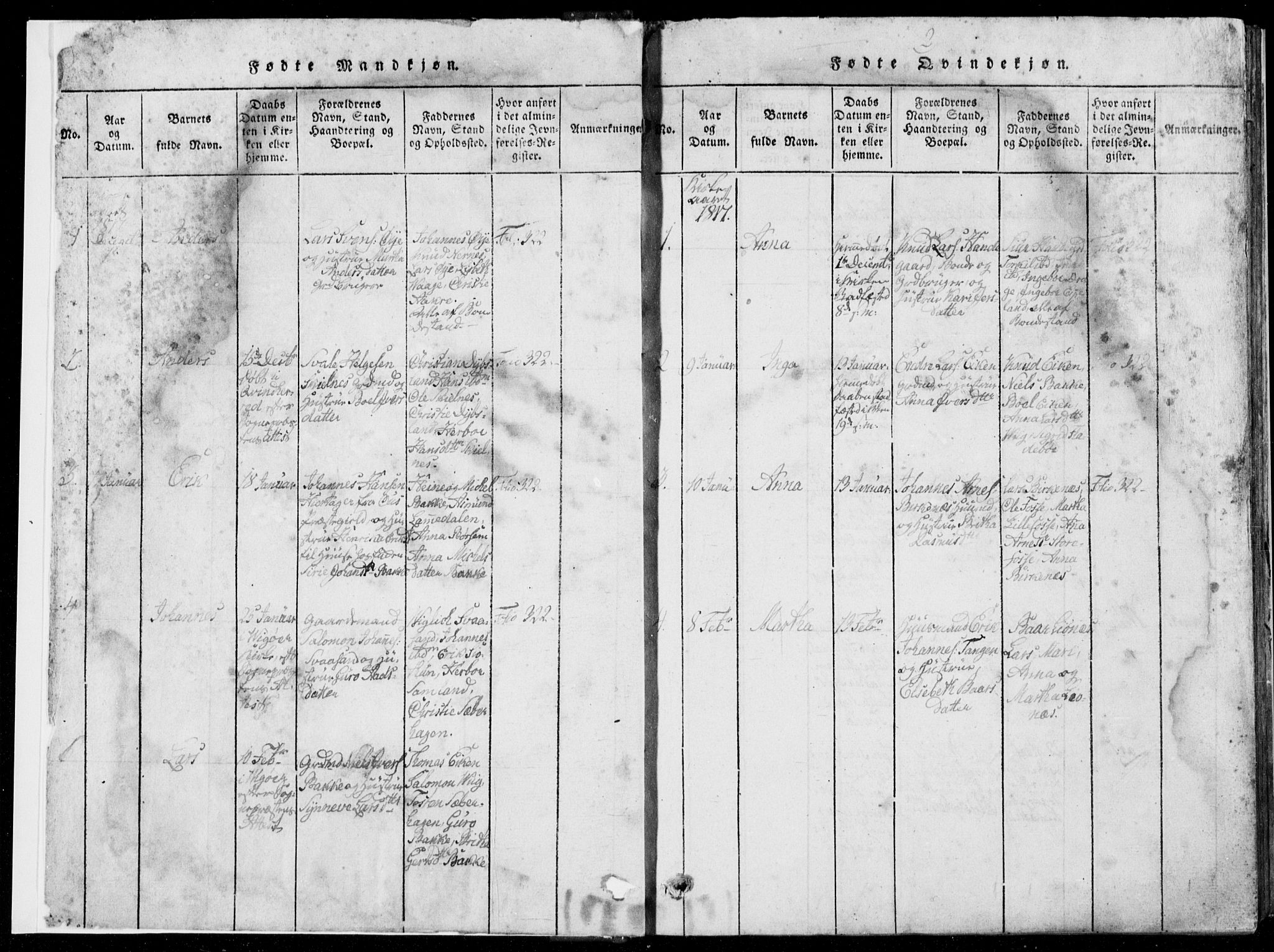 Strandebarm sokneprestembete, AV/SAB-A-78401/H/Hab: Parish register (copy) no. A  1, 1816-1826, p. 2