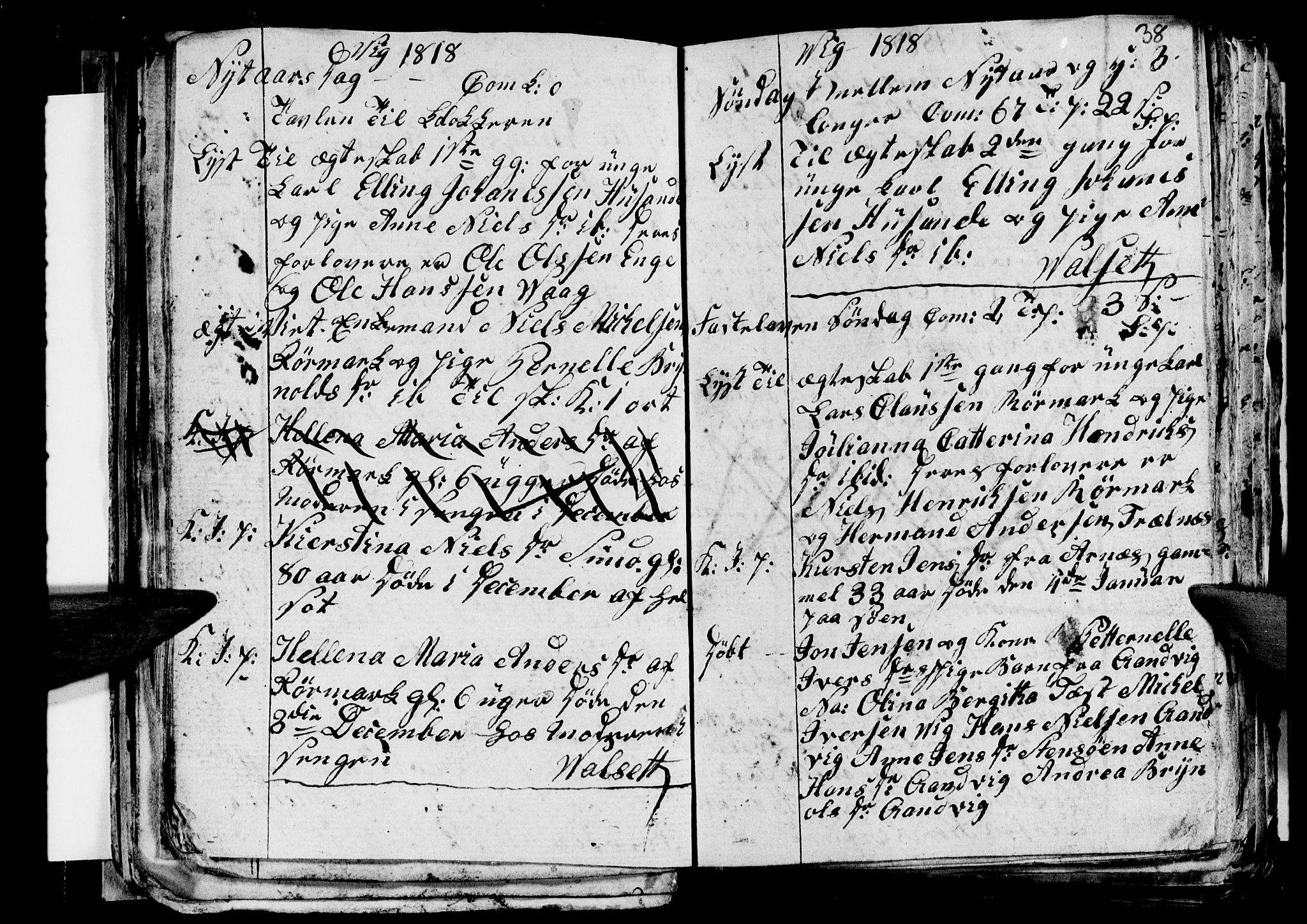 Ministerialprotokoller, klokkerbøker og fødselsregistre - Nordland, SAT/A-1459/812/L0185: Parish register (copy) no. 812C03, 1815-1837, p. 38