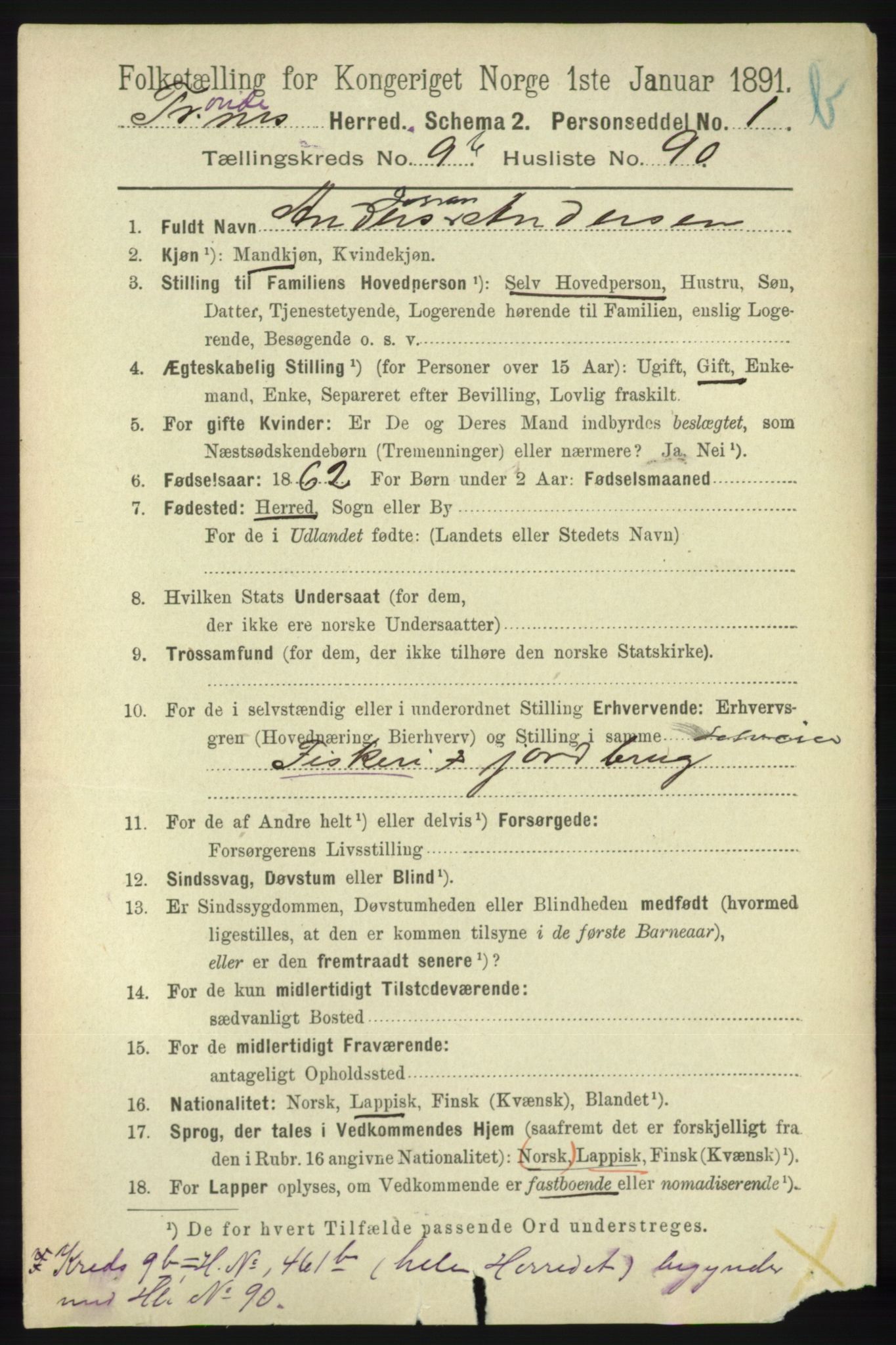 RA, 1891 census for 1914 Trondenes, 1891, p. 7210