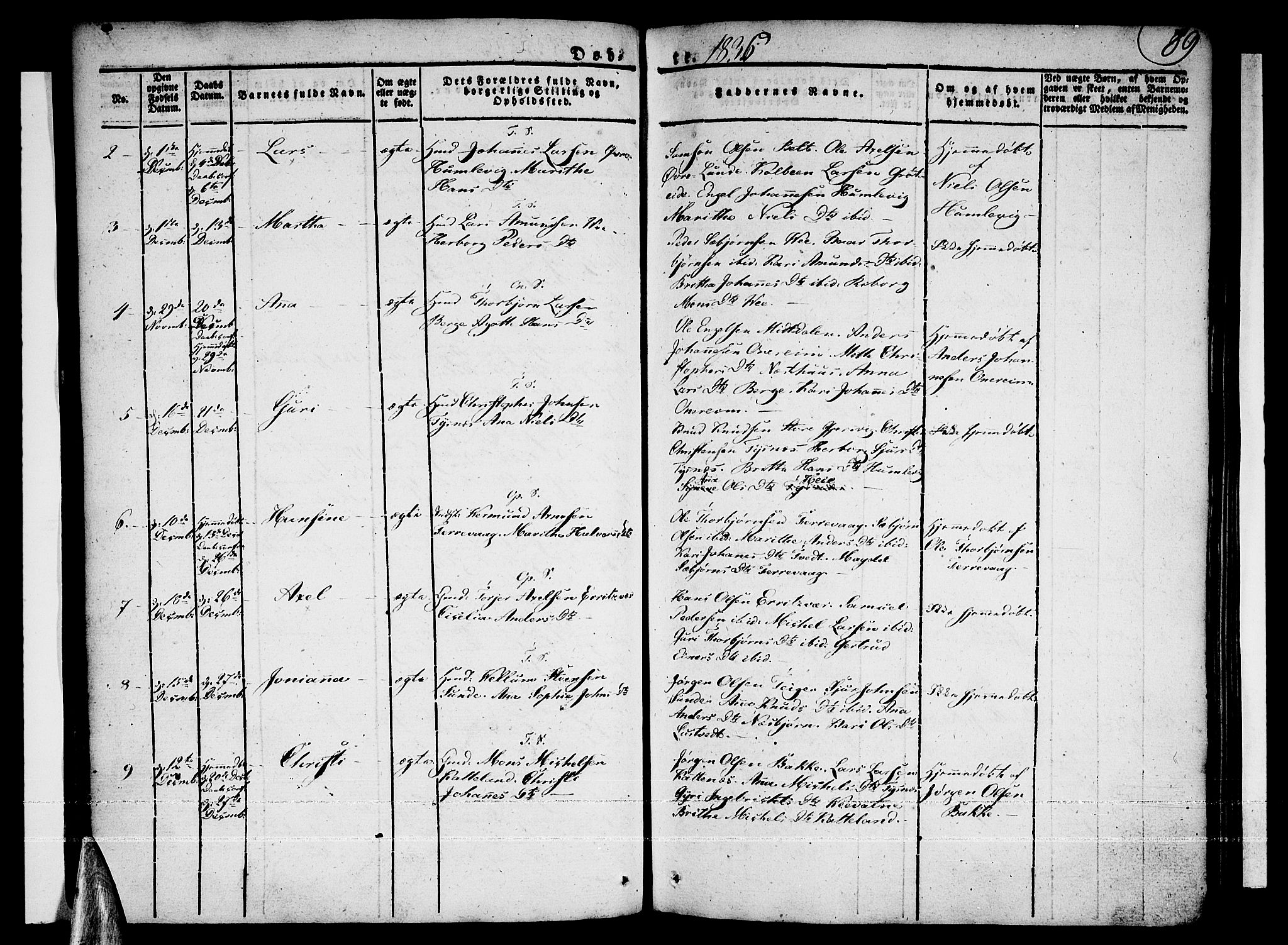 Tysnes sokneprestembete, AV/SAB-A-78601/H/Haa: Parish register (official) no. A 8, 1826-1837, p. 89