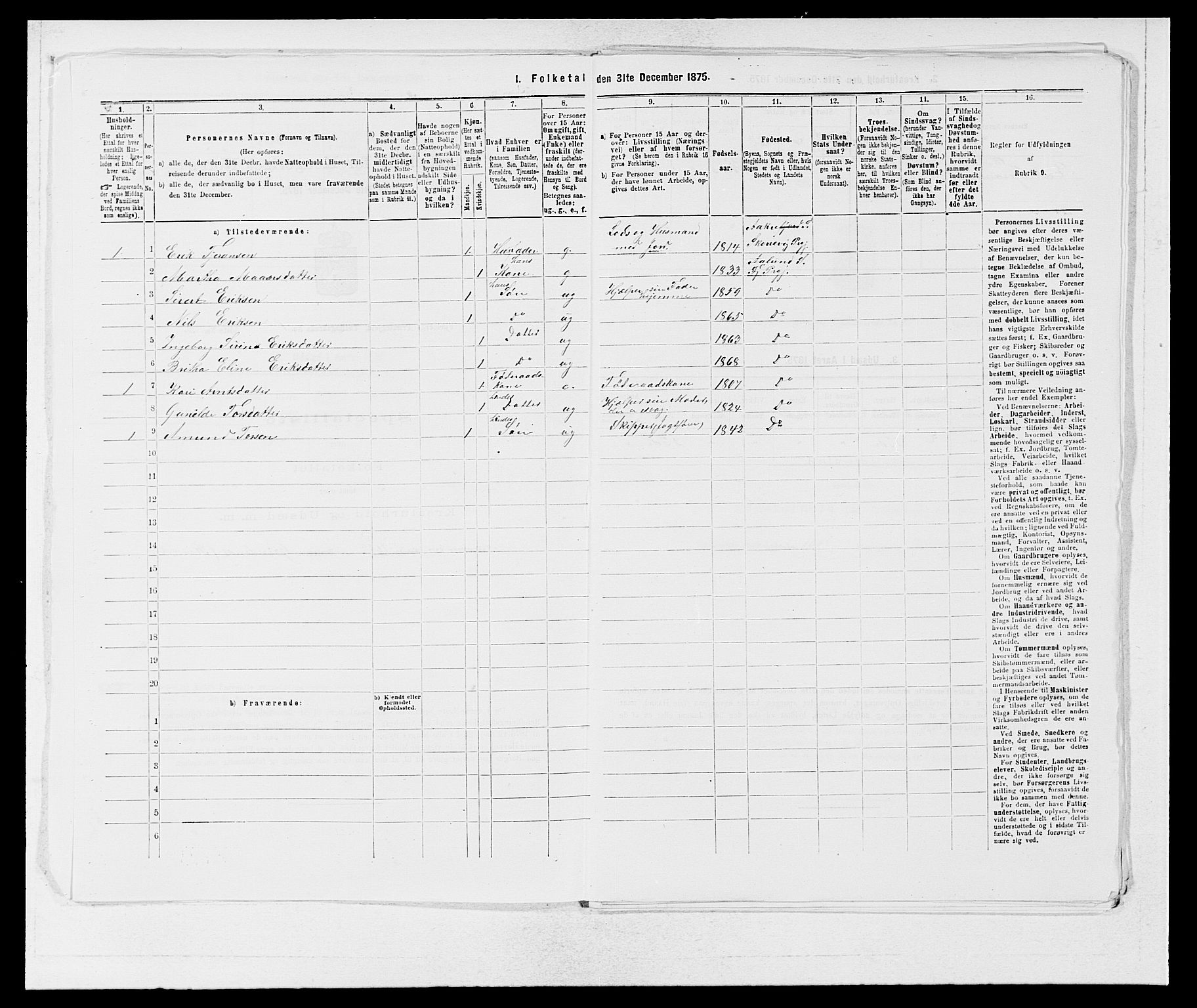 SAB, 1875 census for 1213P Fjelberg, 1875, p. 36