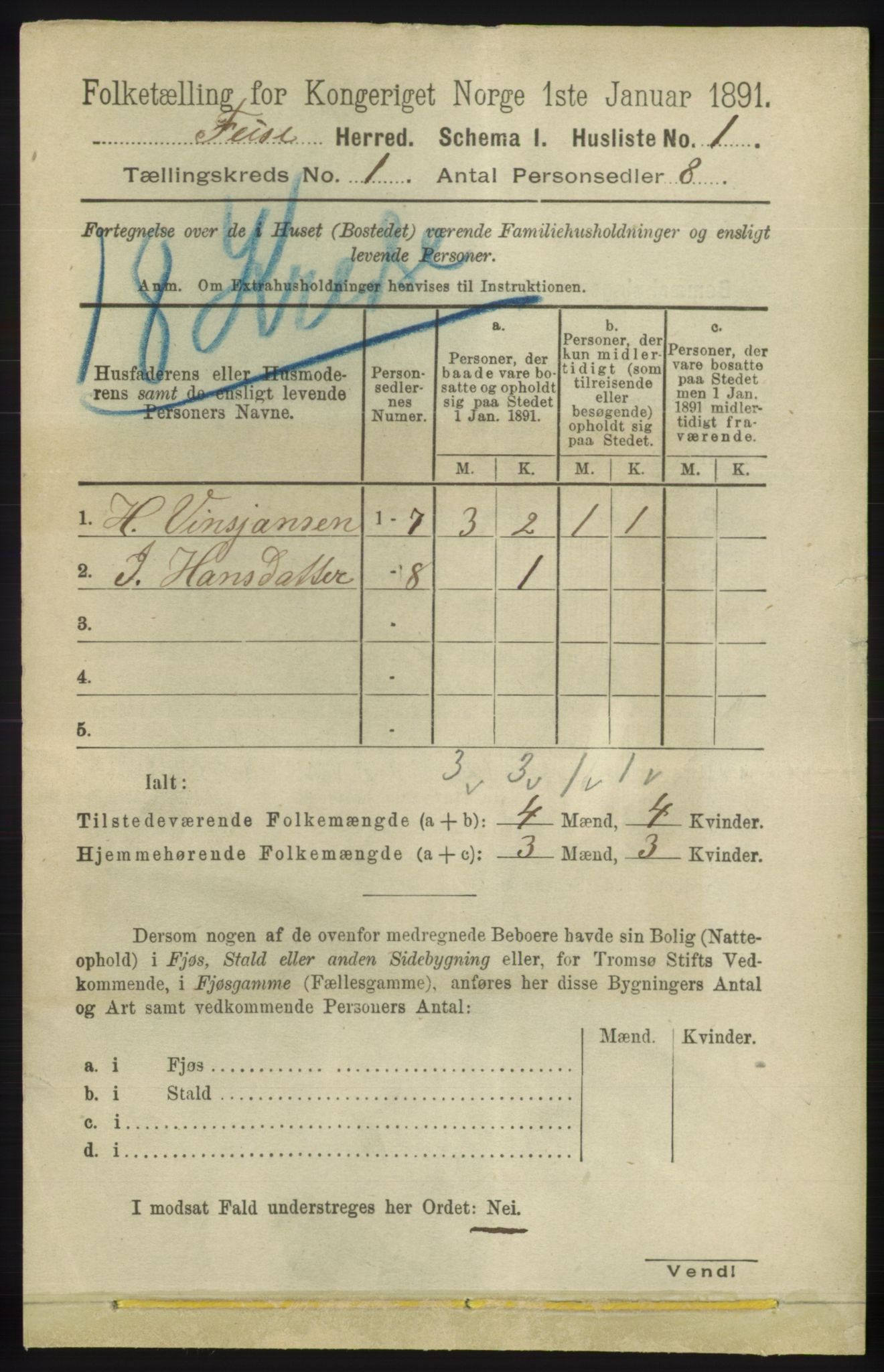 RA, 1891 census for 1241 Fusa, 1891, p. 42