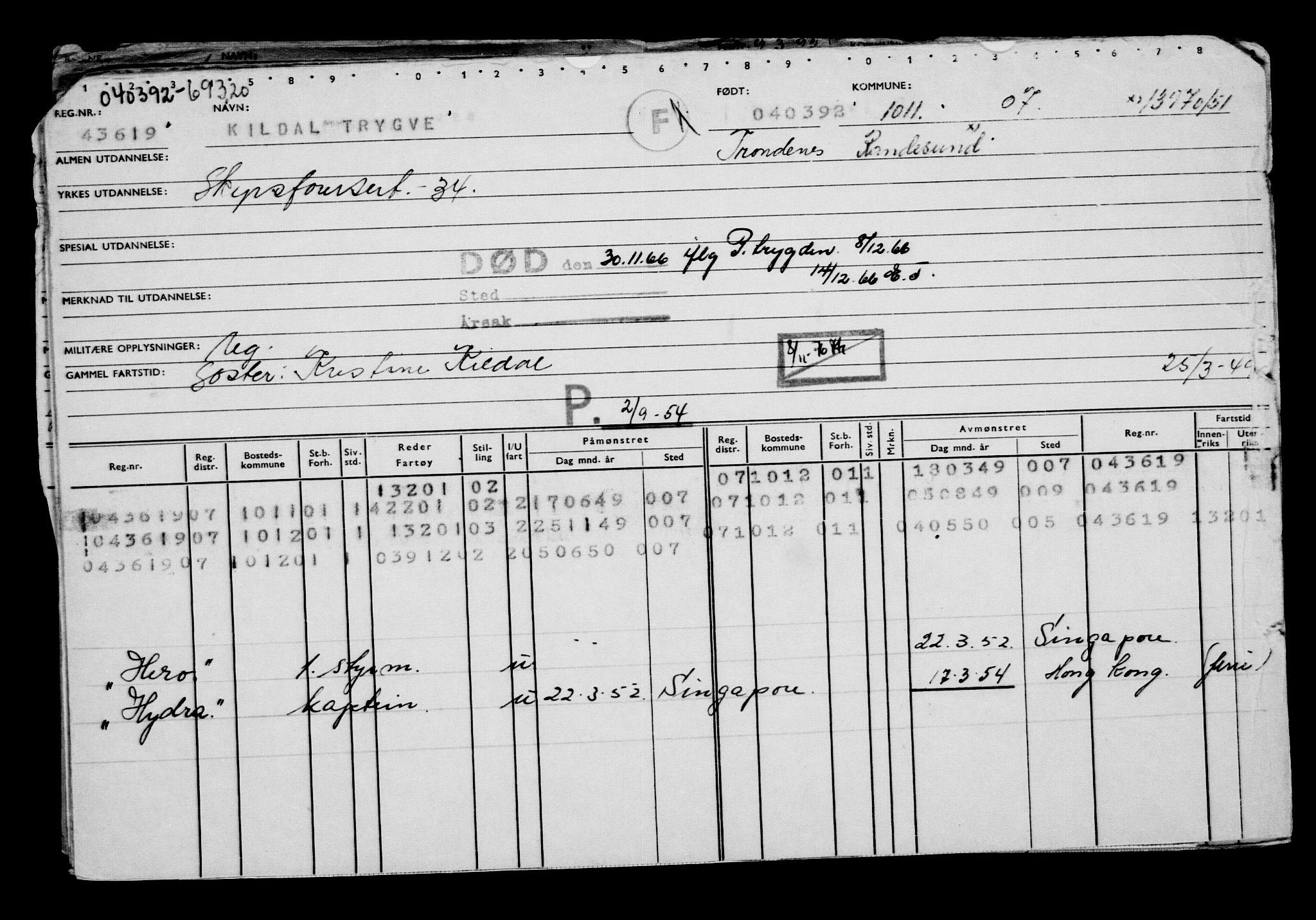 Direktoratet for sjømenn, AV/RA-S-3545/G/Gb/L0011: Hovedkort, 1892, p. 9