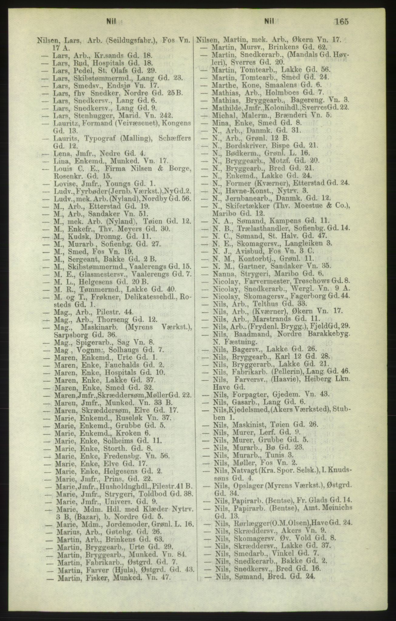 Kristiania/Oslo adressebok, PUBL/-, 1882, p. 165