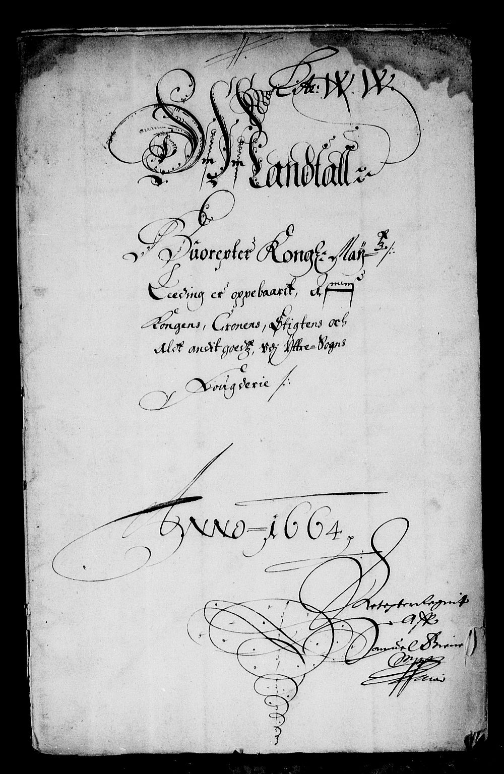 Rentekammeret inntil 1814, Reviderte regnskaper, Stiftamtstueregnskaper, Bergen stiftamt, AV/RA-EA-6043/R/Rc/L0014: Bergen stiftamt, 1664