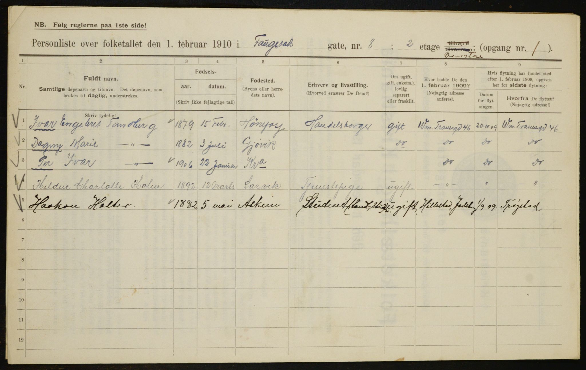 OBA, Municipal Census 1910 for Kristiania, 1910, p. 23824