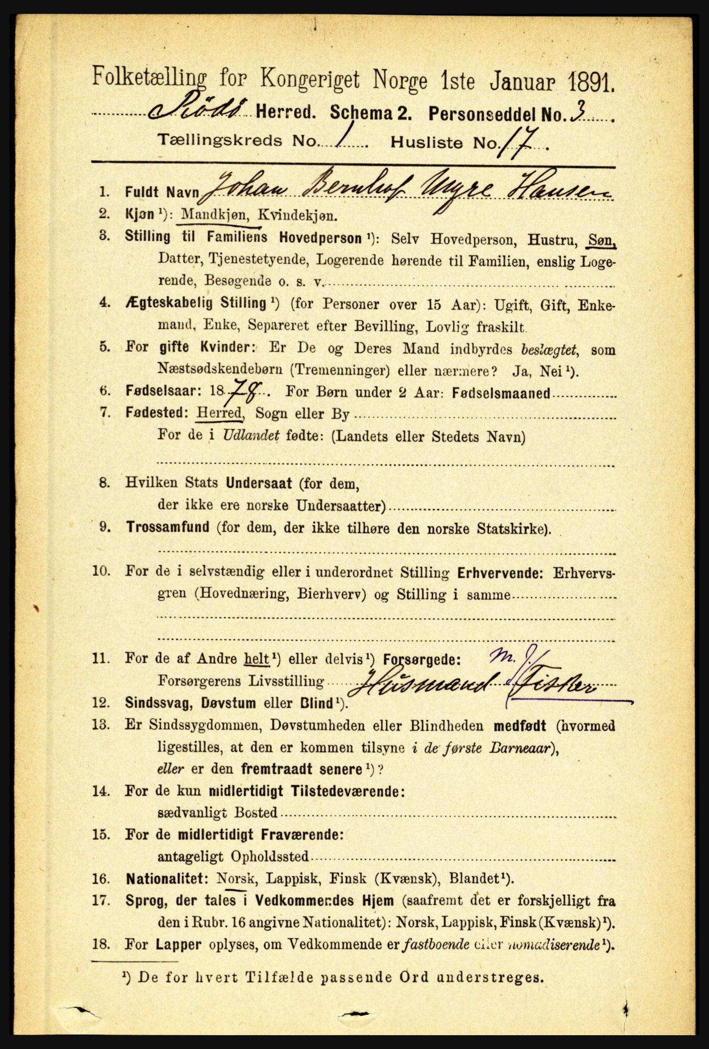 RA, 1891 census for 1836 Rødøy, 1891, p. 146