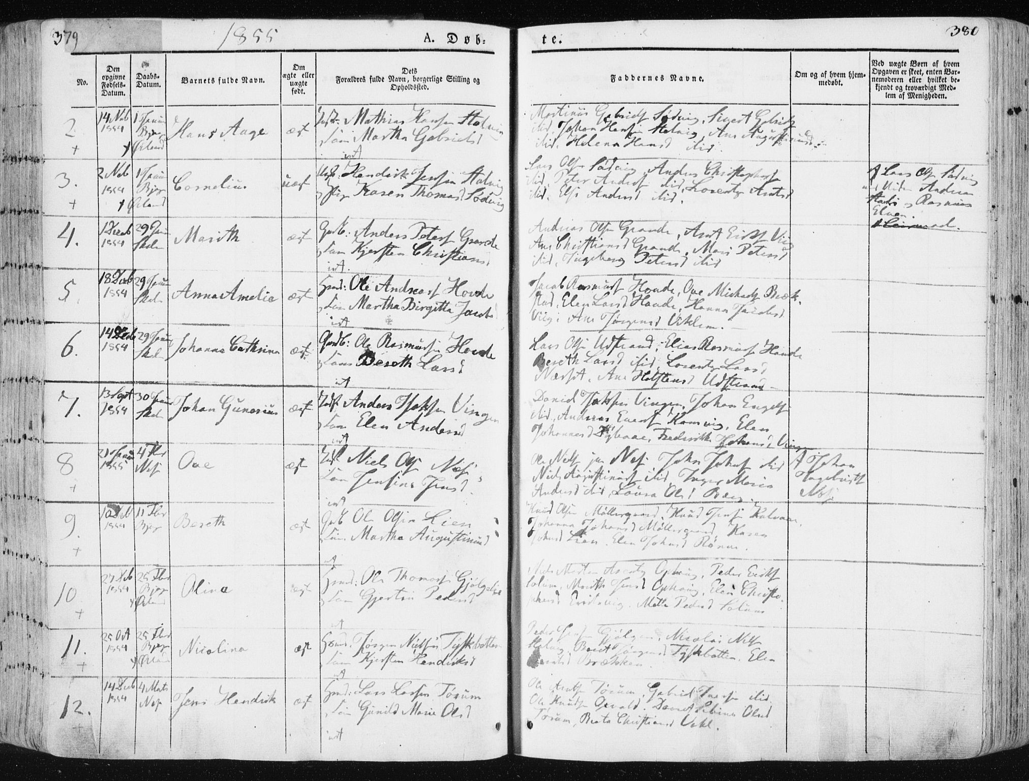 Ministerialprotokoller, klokkerbøker og fødselsregistre - Sør-Trøndelag, SAT/A-1456/659/L0736: Parish register (official) no. 659A06, 1842-1856, p. 379-380