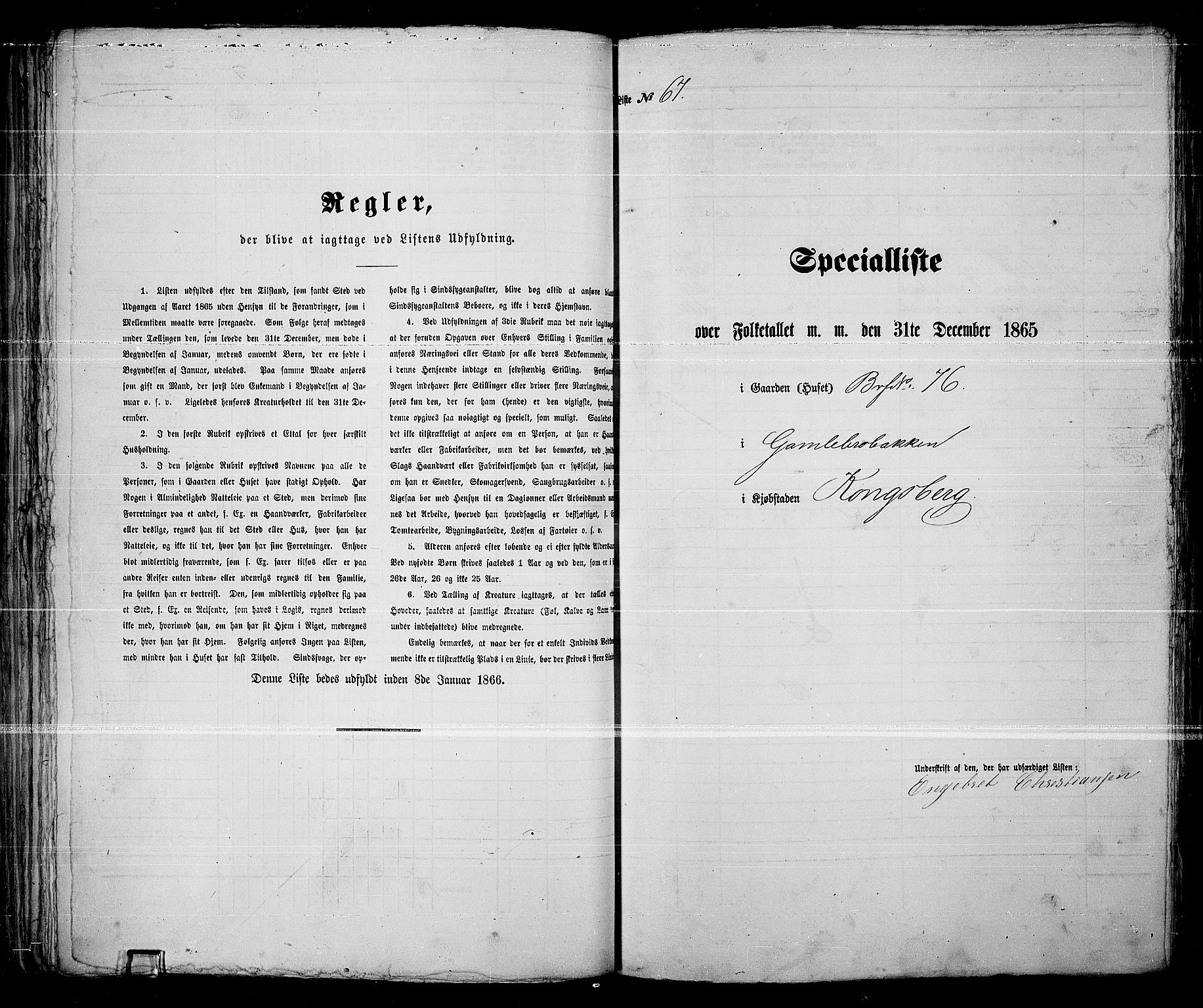 RA, 1865 census for Kongsberg/Kongsberg, 1865, p. 144