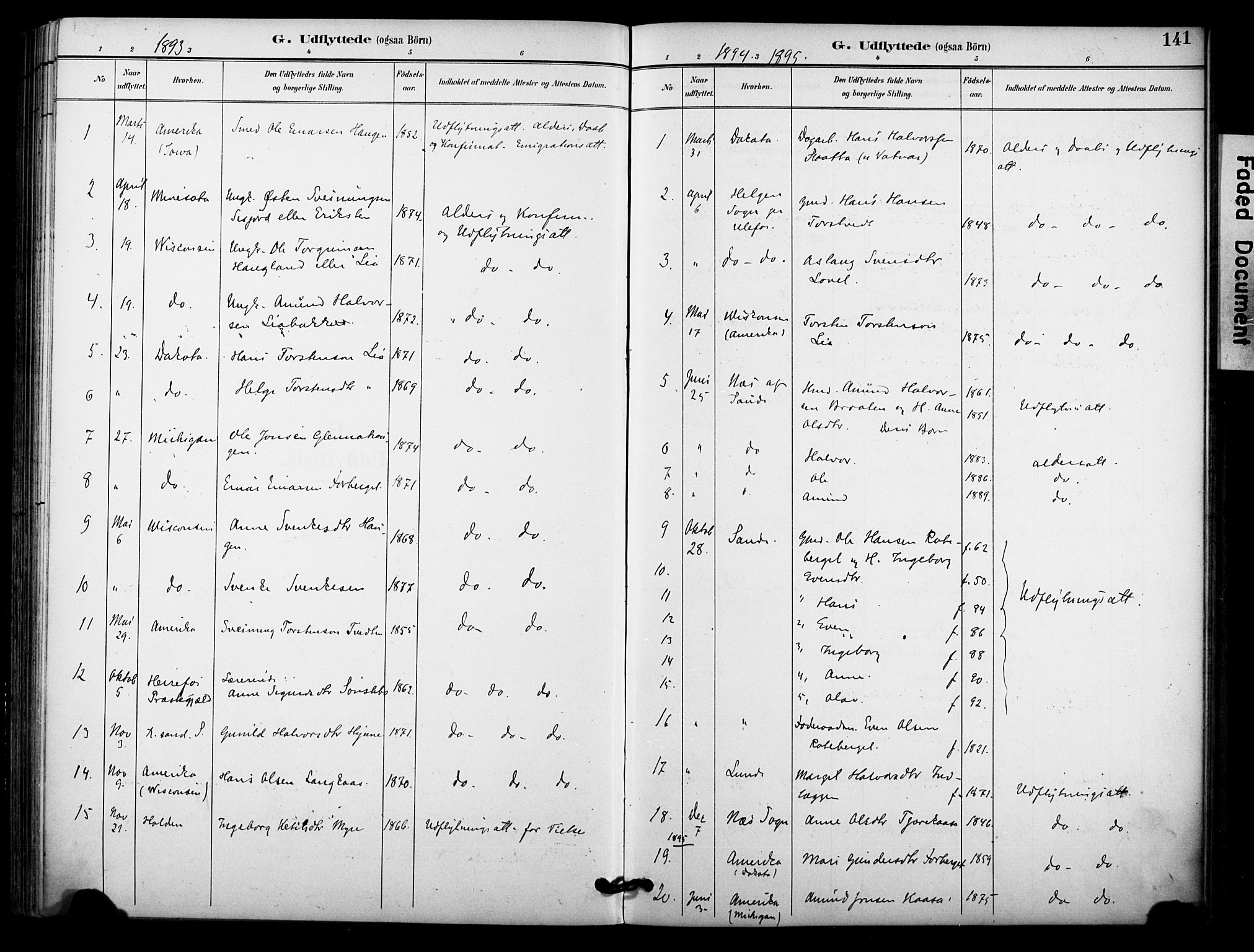 Bø kirkebøker, SAKO/A-257/F/Fa/L0011: Parish register (official) no. 11, 1892-1900, p. 141