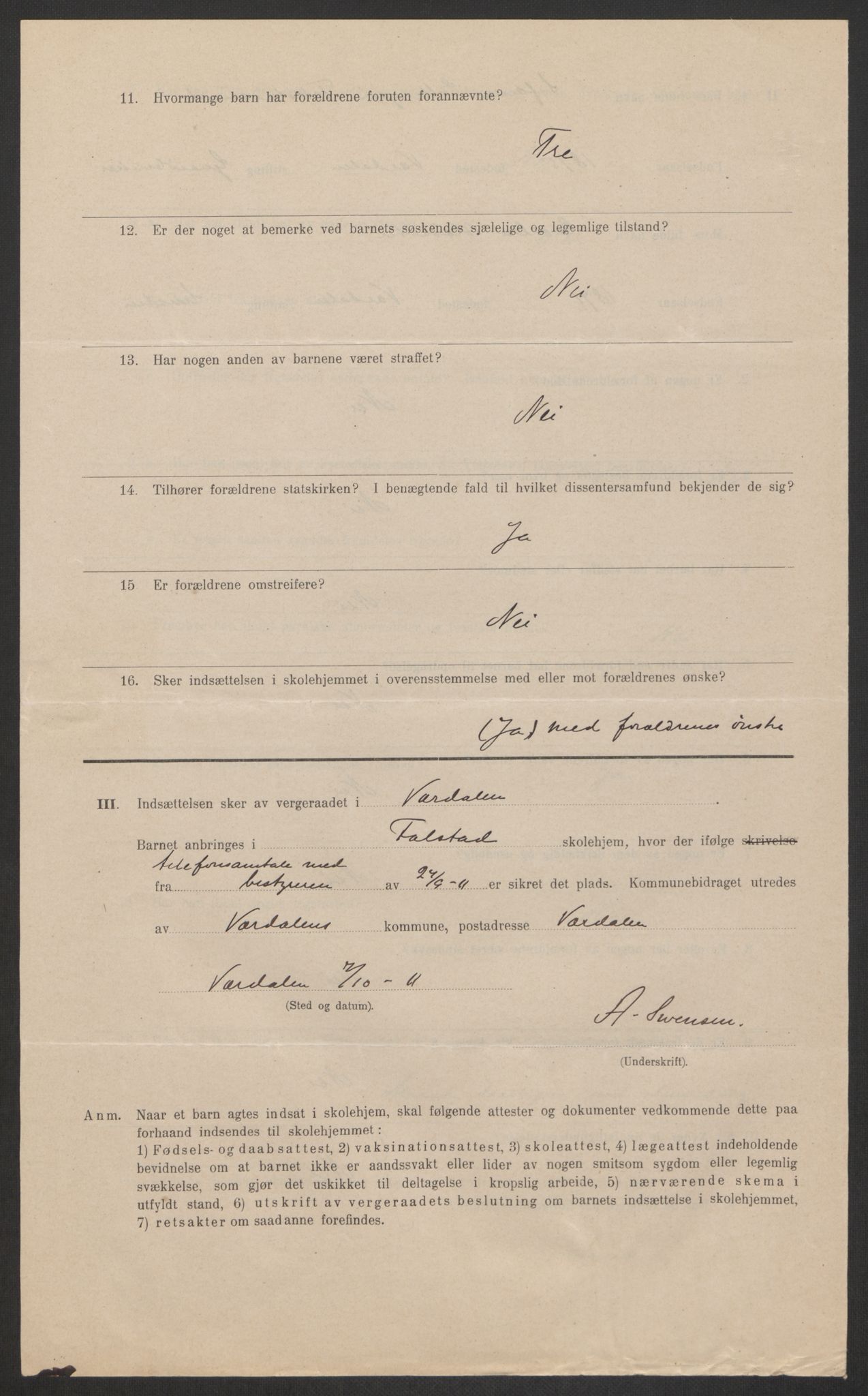 Falstad skolehjem, RA/S-1676/E/Eb/L0011: Elevmapper løpenr.. 240-260, 1911-1918, p. 109