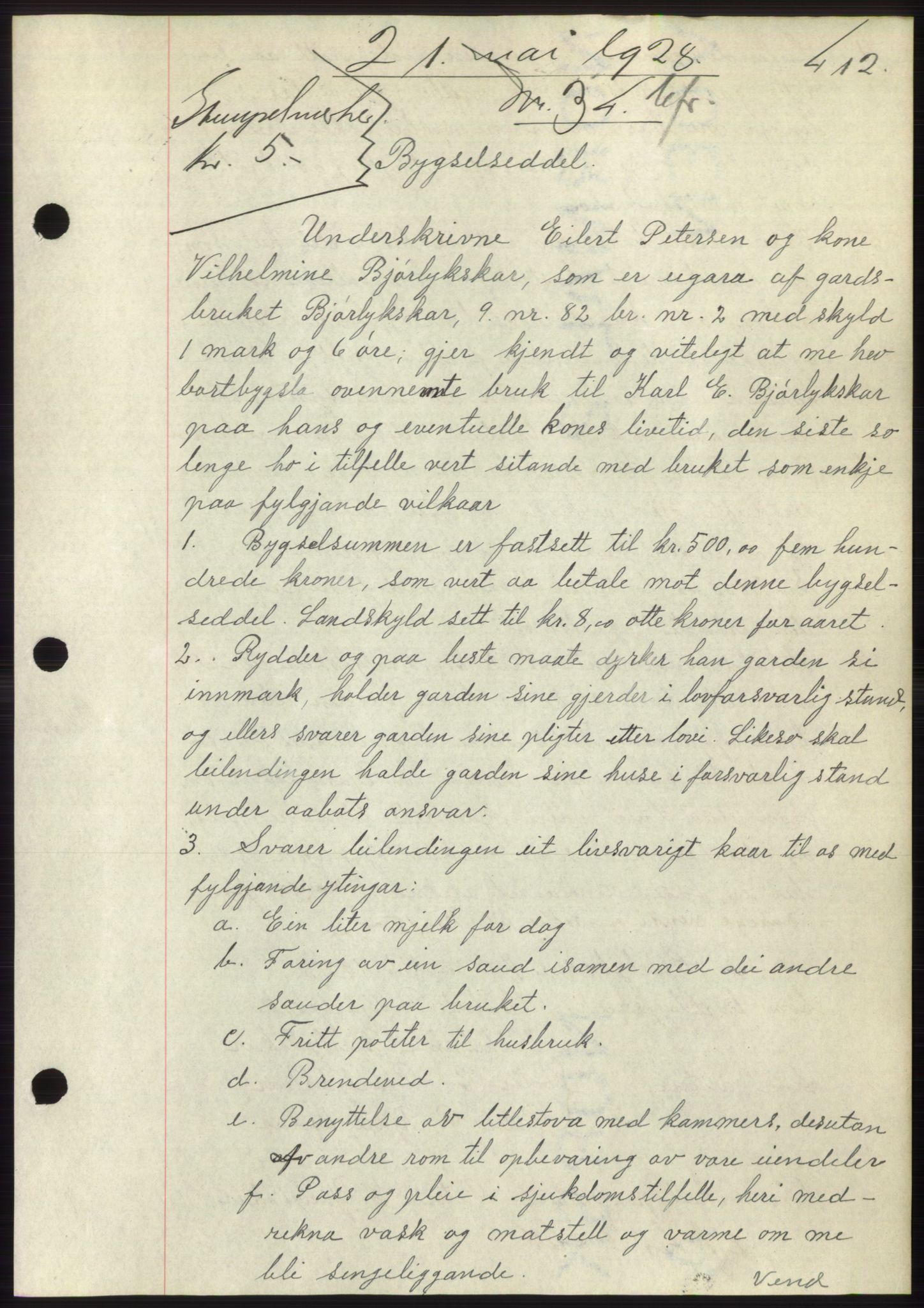 Nordre Sunnmøre sorenskriveri, AV/SAT-A-0006/1/2/2C/2Ca/L0041: Mortgage book no. 41, 1928-1928, Deed date: 21.05.1928