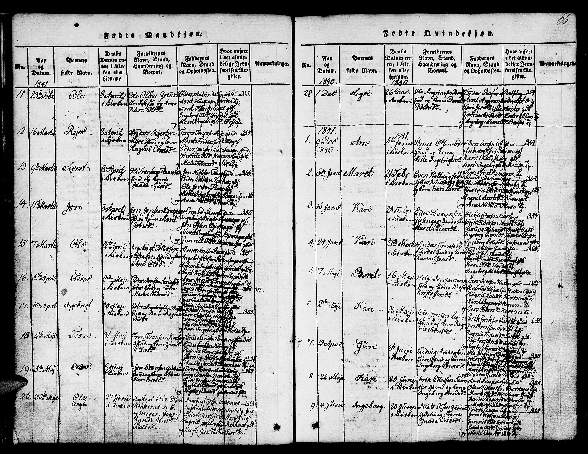 Ministerialprotokoller, klokkerbøker og fødselsregistre - Sør-Trøndelag, SAT/A-1456/674/L0874: Parish register (copy) no. 674C01, 1816-1860, p. 66