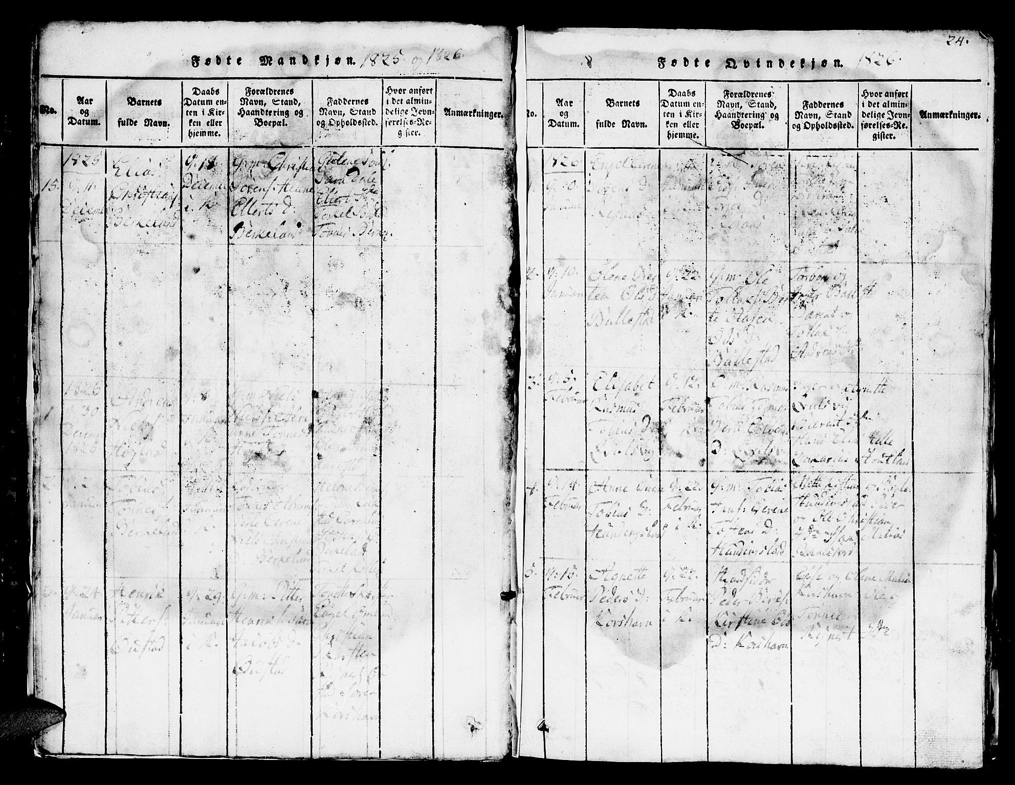 Lyngdal sokneprestkontor, SAK/1111-0029/F/Fb/Fba/L0001: Parish register (copy) no. B 1, 1816-1876, p. 24