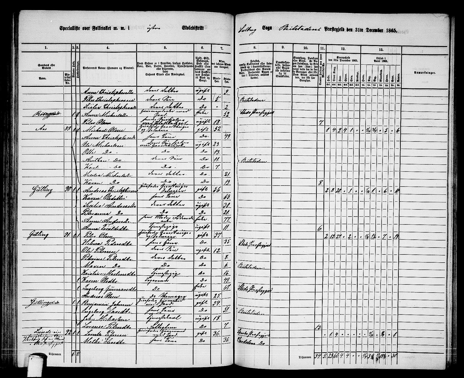 RA, 1865 census for Beitstad, 1865, p. 97