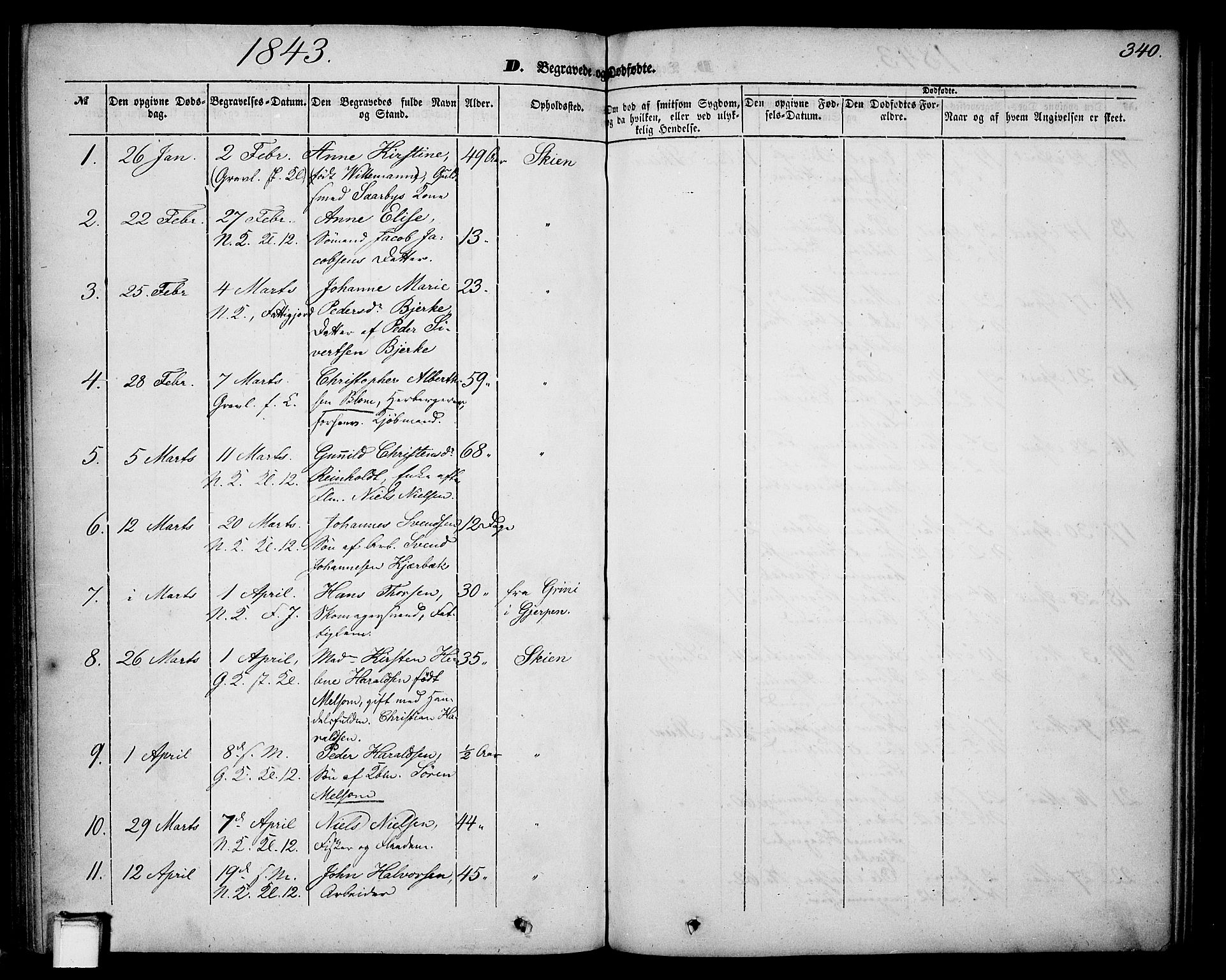 Skien kirkebøker, SAKO/A-302/G/Ga/L0004: Parish register (copy) no. 4, 1843-1867, p. 340