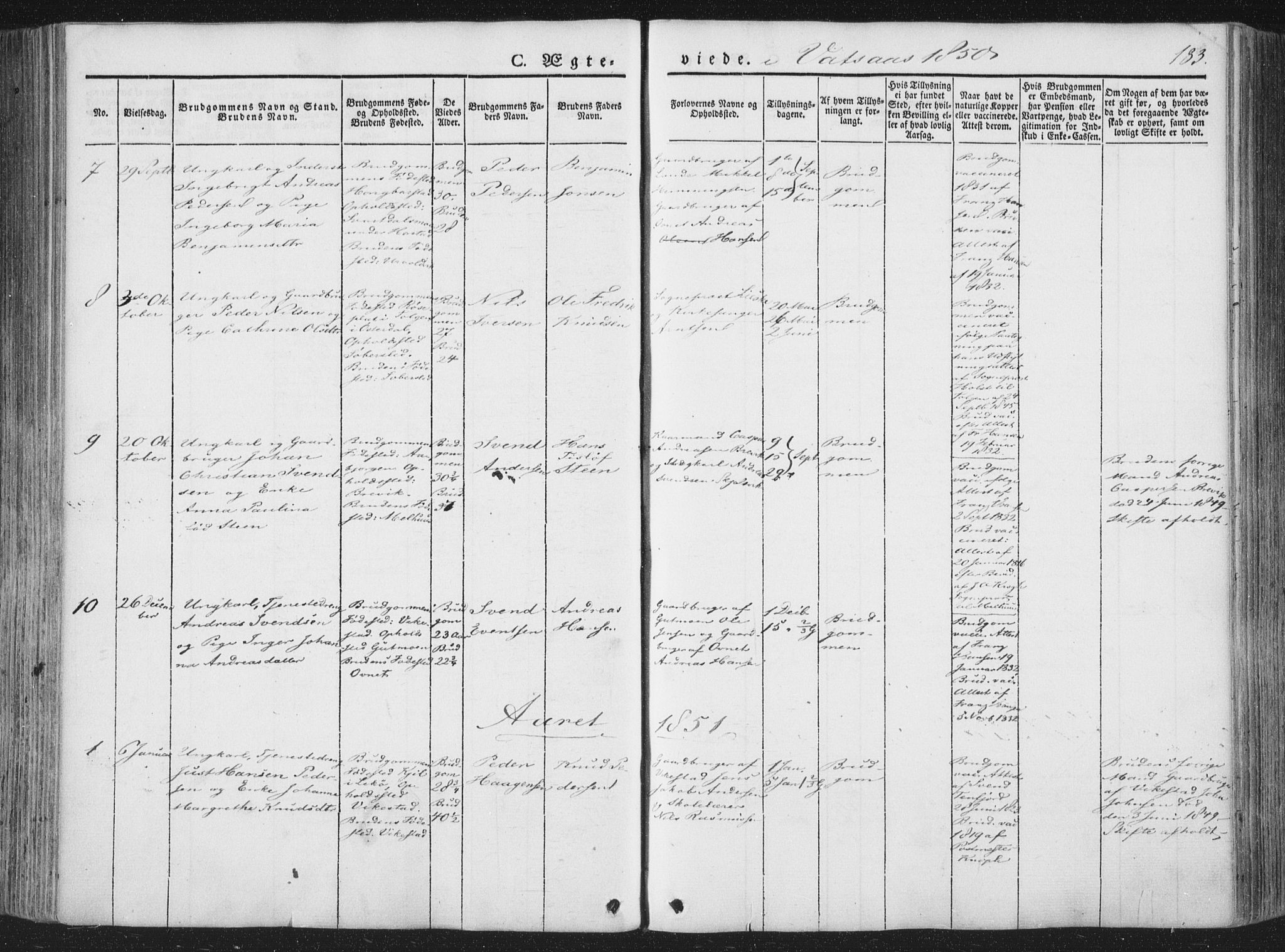 Ministerialprotokoller, klokkerbøker og fødselsregistre - Nordland, AV/SAT-A-1459/810/L0144: Parish register (official) no. 810A07 /1, 1841-1862, p. 183