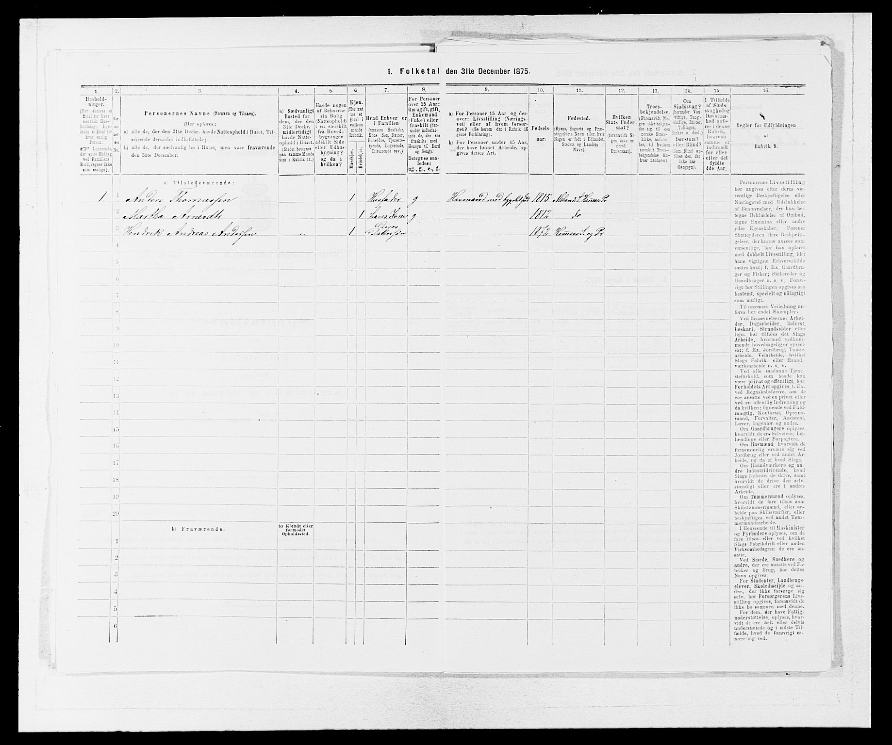 SAB, 1875 census for 1254P Hamre, 1875, p. 725