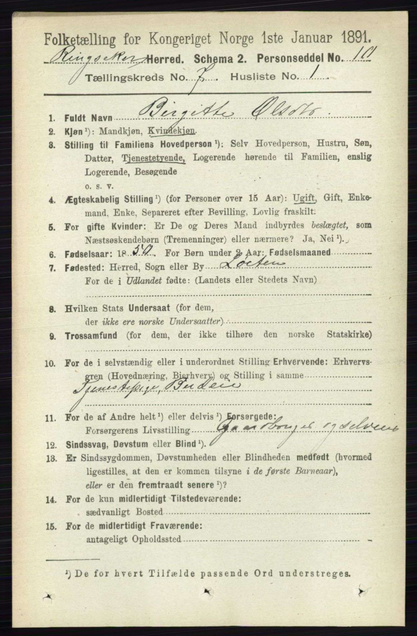 RA, 1891 census for 0412 Ringsaker, 1891, p. 3875