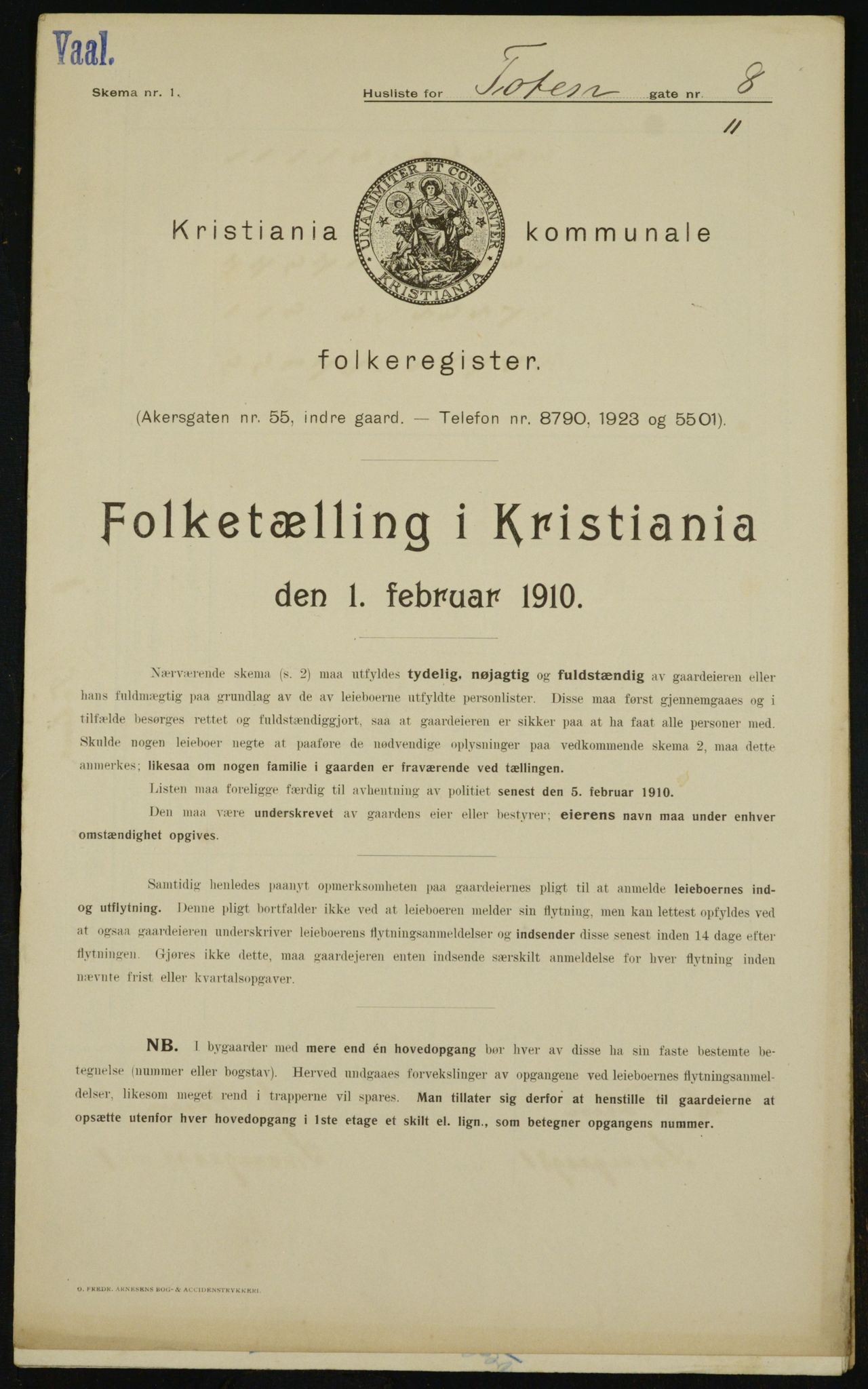 OBA, Municipal Census 1910 for Kristiania, 1910, p. 109598