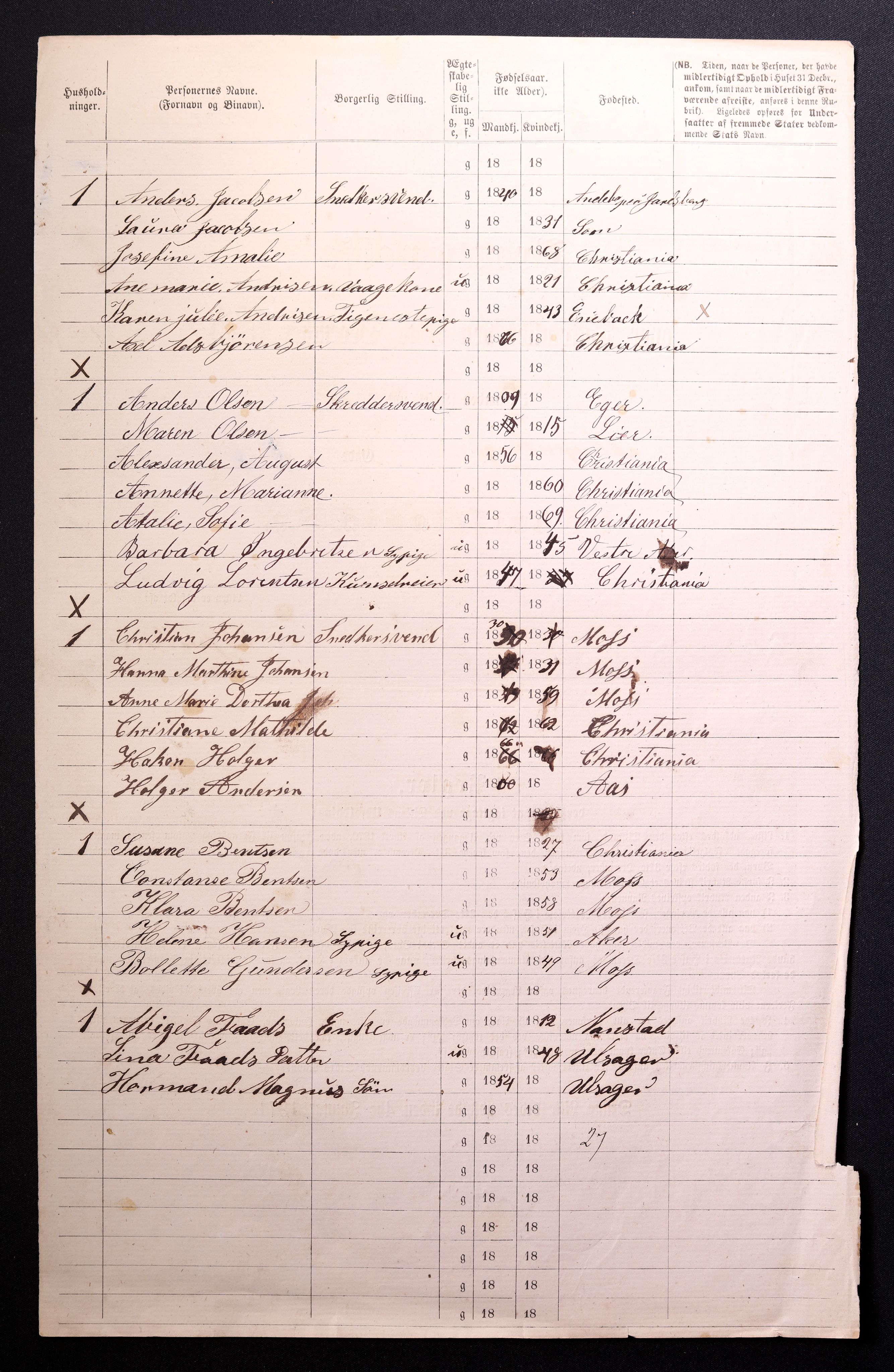 RA, 1870 census for 0301 Kristiania, 1870, p. 1563