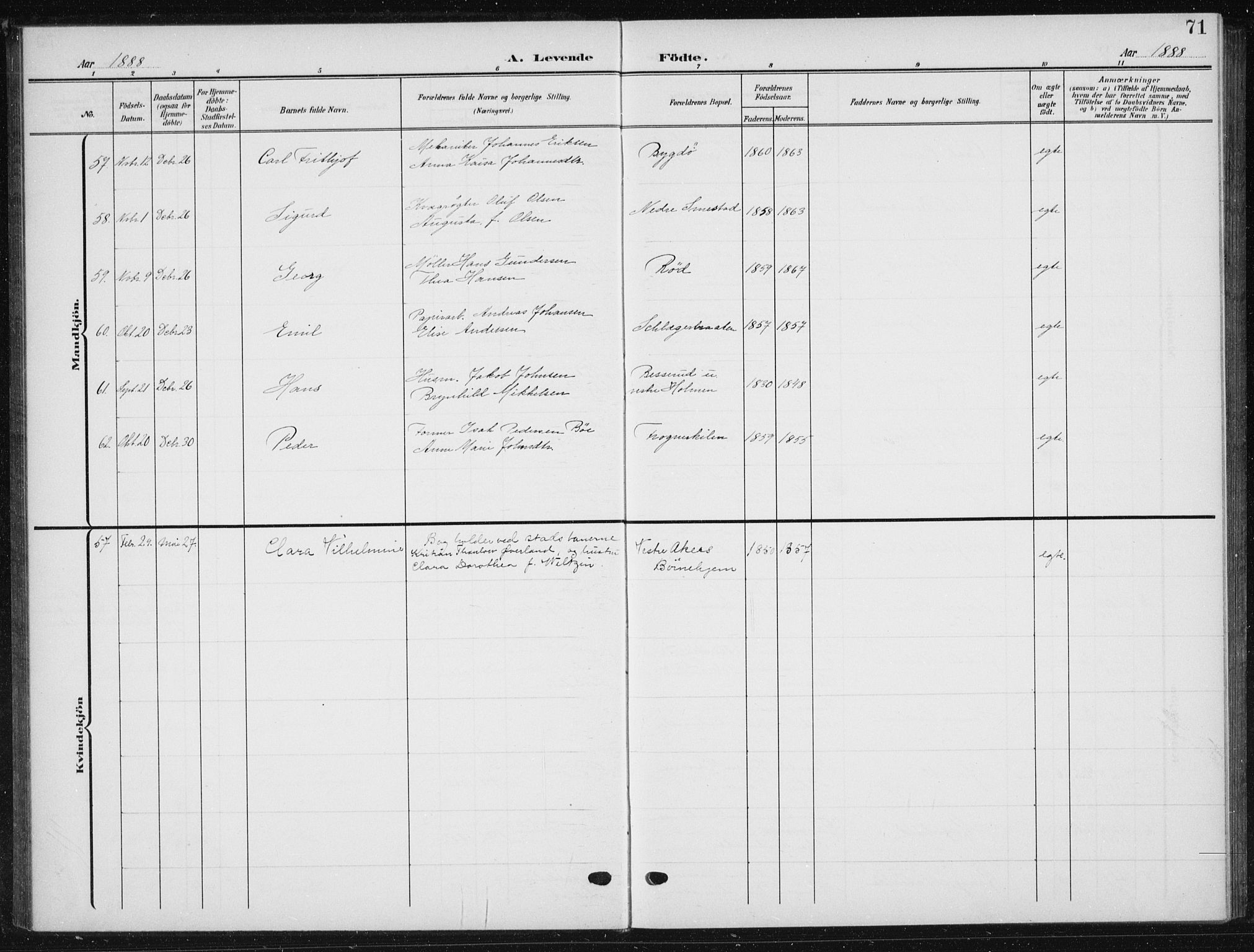 Vestre Aker prestekontor Kirkebøker, AV/SAO-A-10025/F/Fb/L0001: Parish register (official) no. II 1, 1880-1906, p. 71